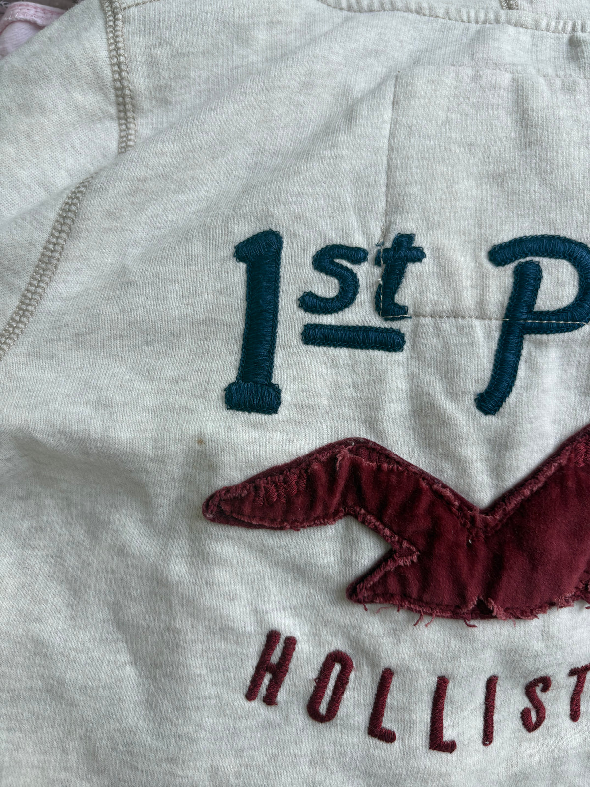 cream hollister zip-up hooded jacket