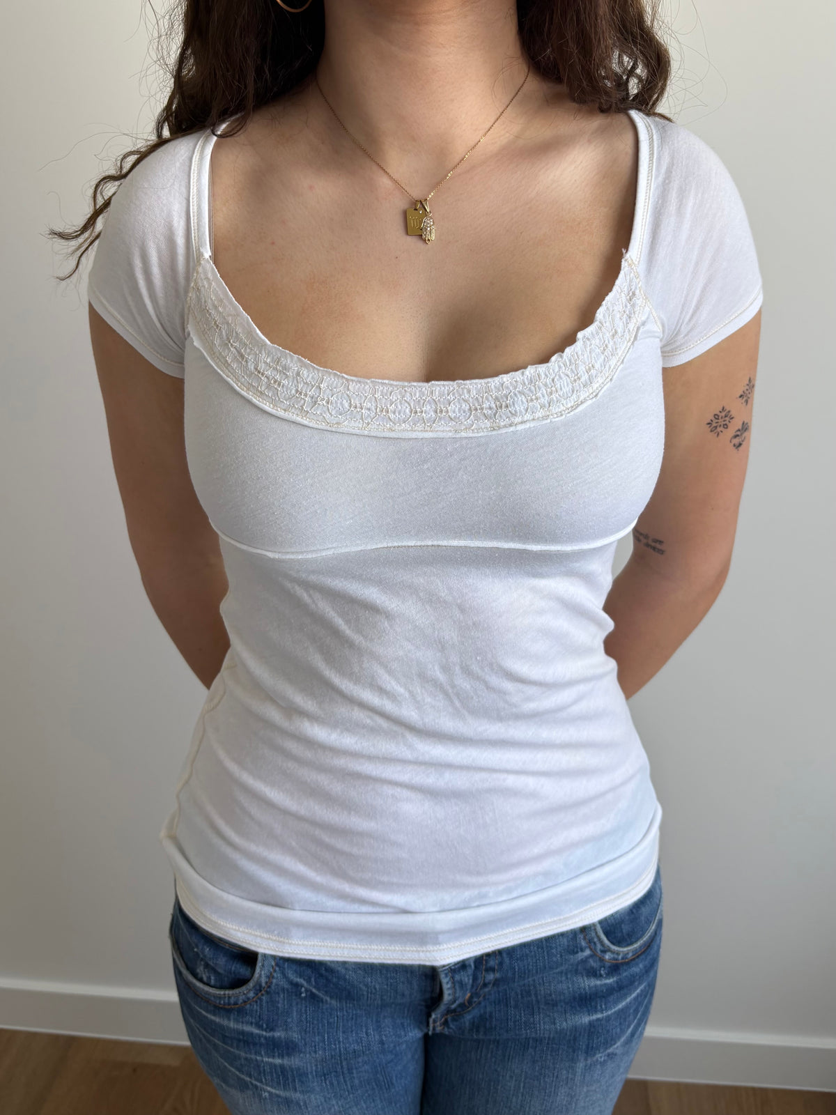 white hollister babydoll top