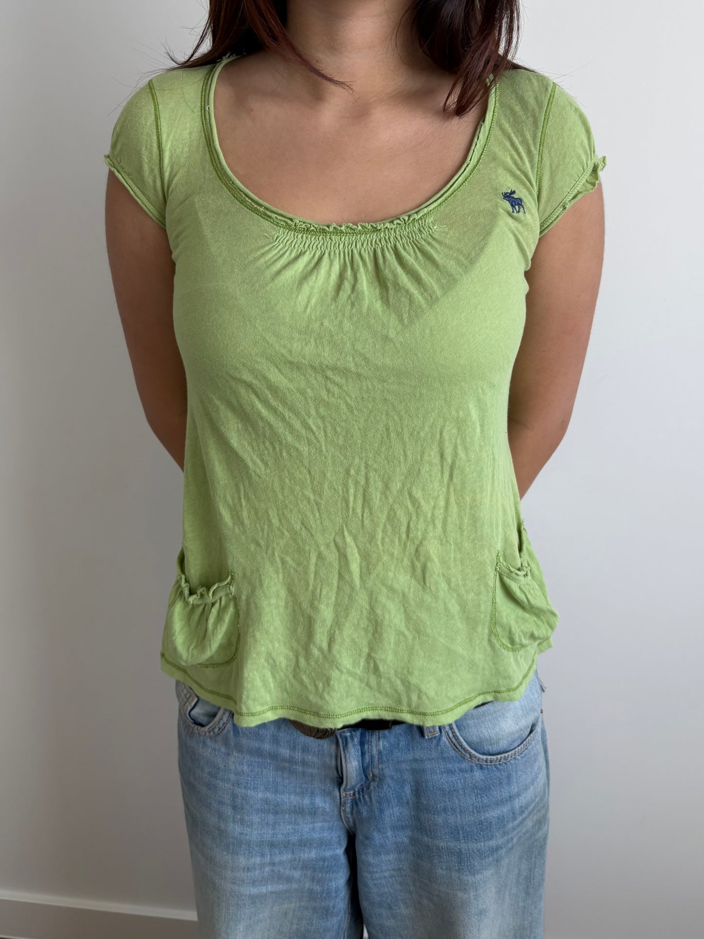 green abercrombie flowy top
