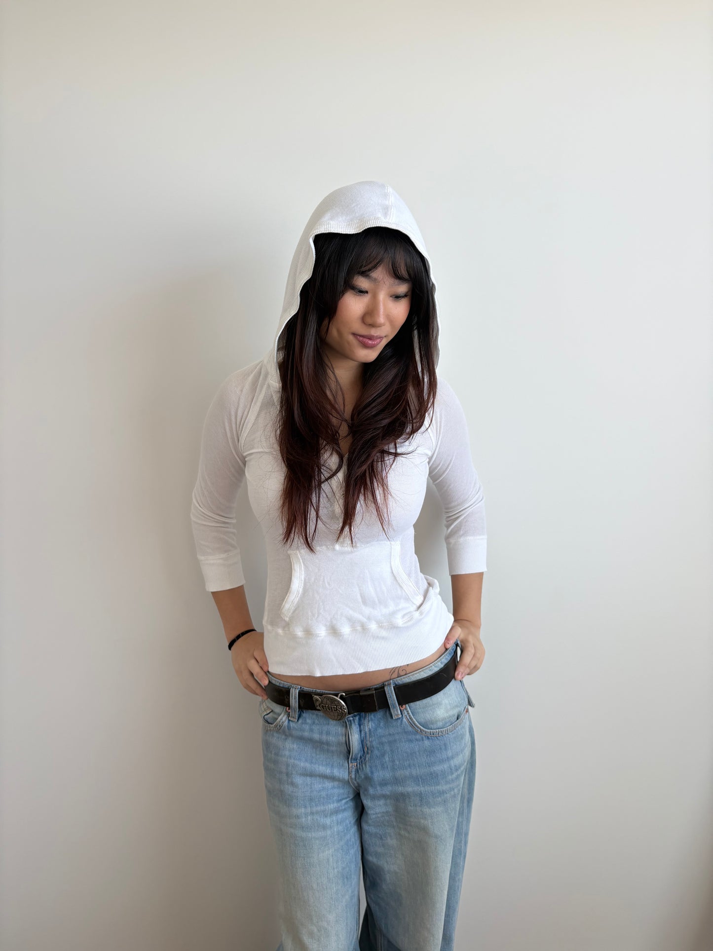 white waffle knit abercrombie & fitch henley