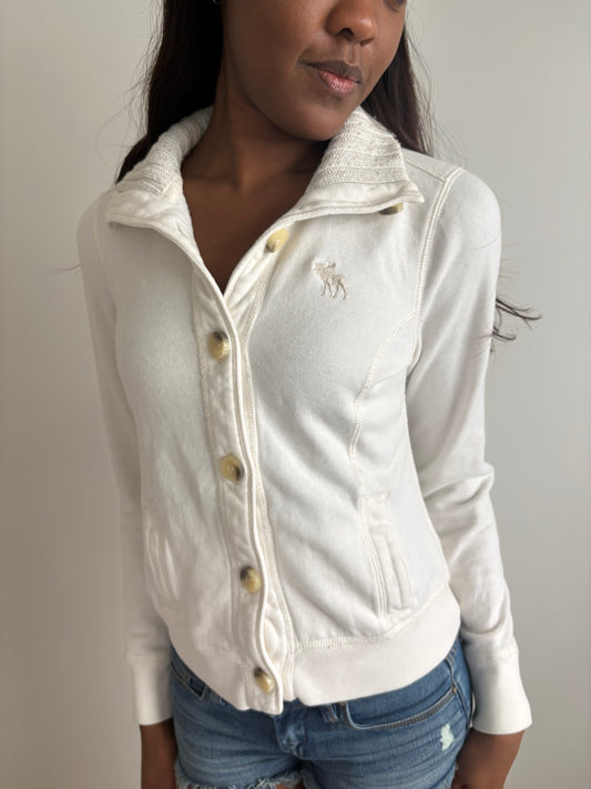 button-up white abercrombie & fitch jacket