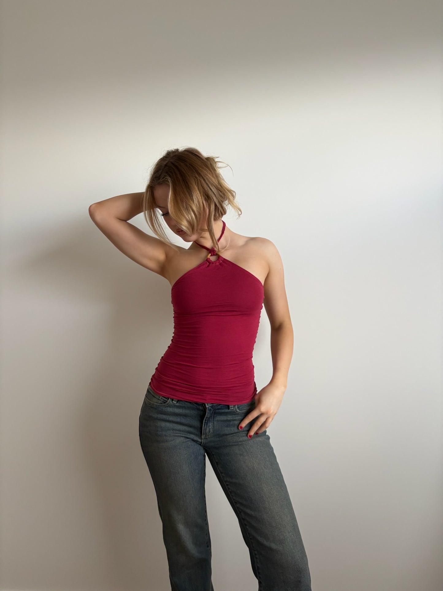 halter maroon hollister tank