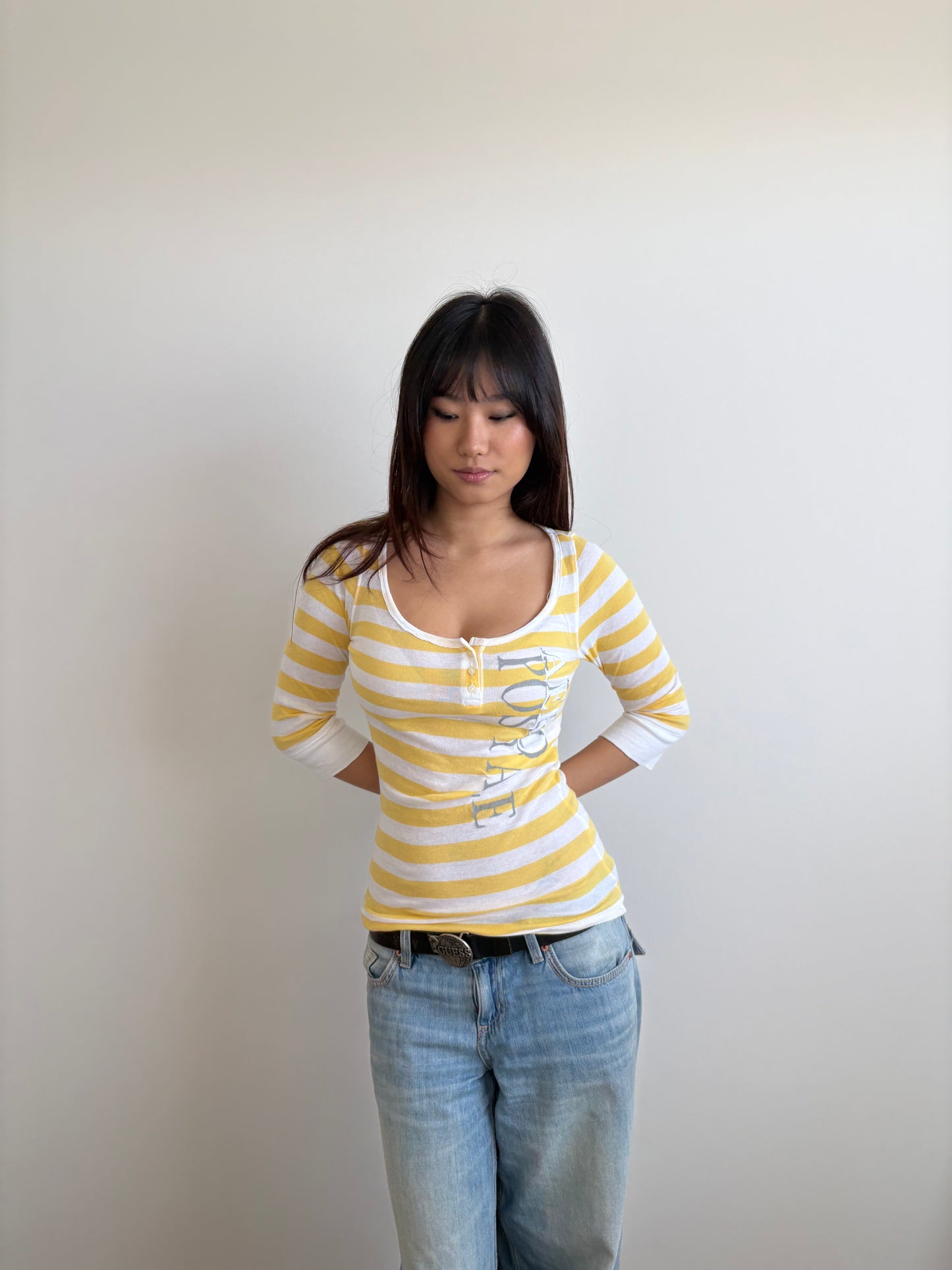 yellow striped aeropostale henley