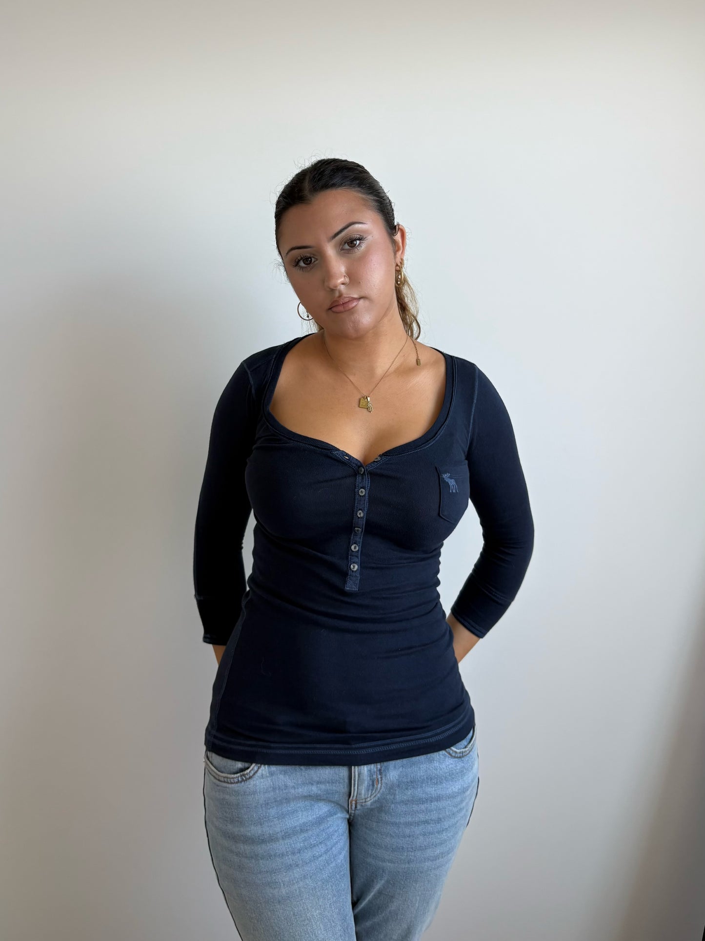 navy abercrombie & fitch henley