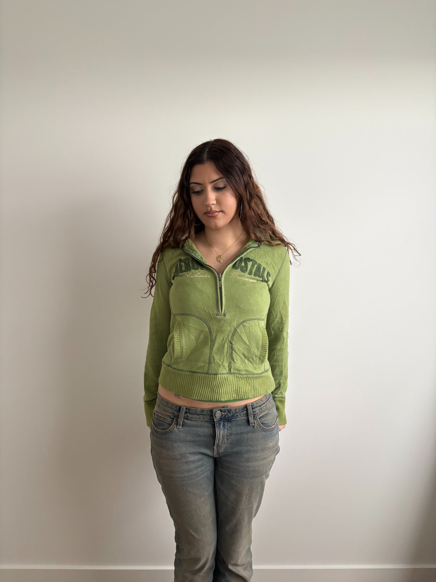 fur-lined green aeropostale jumper