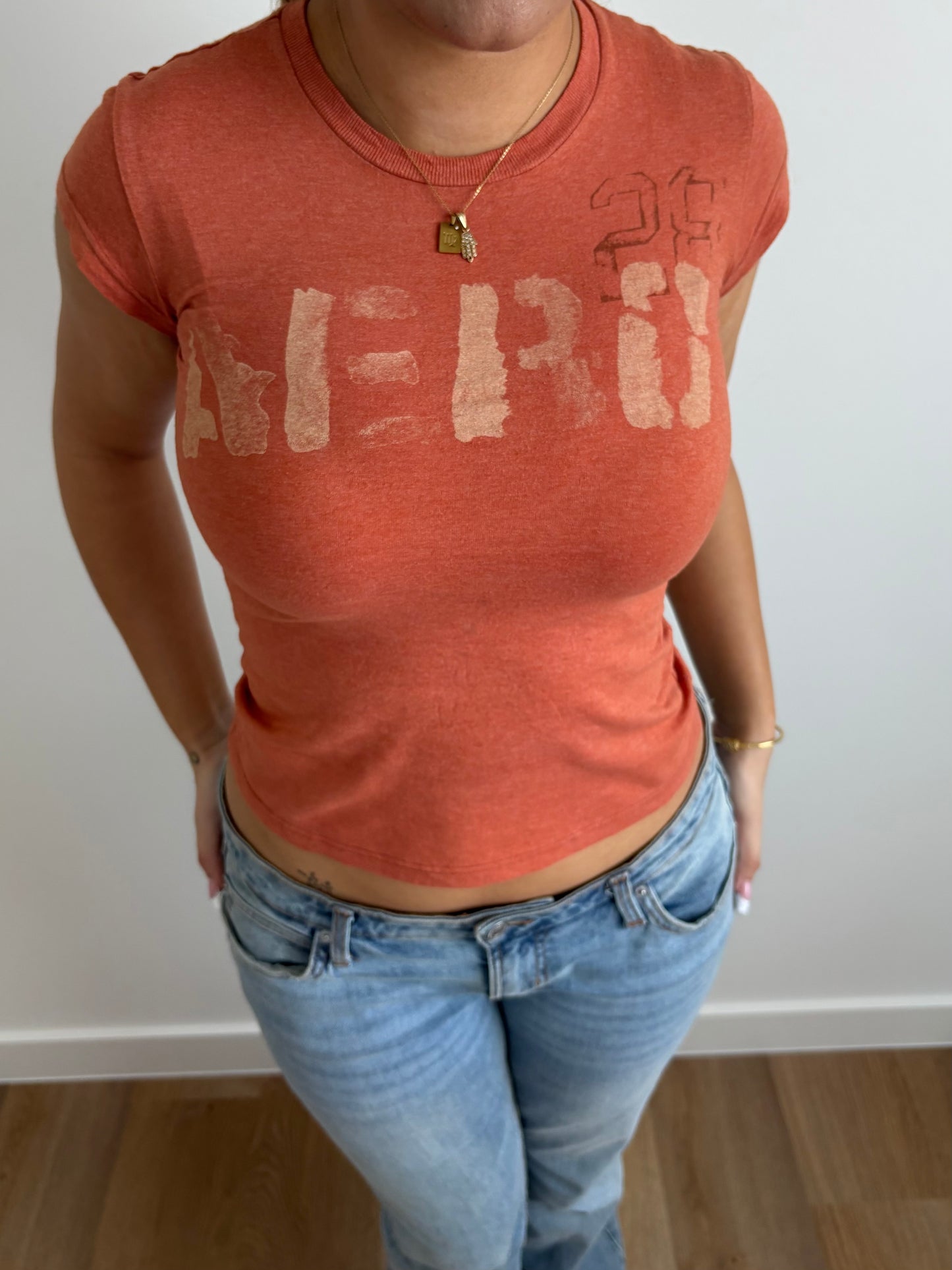 orange aeropostale baby tee