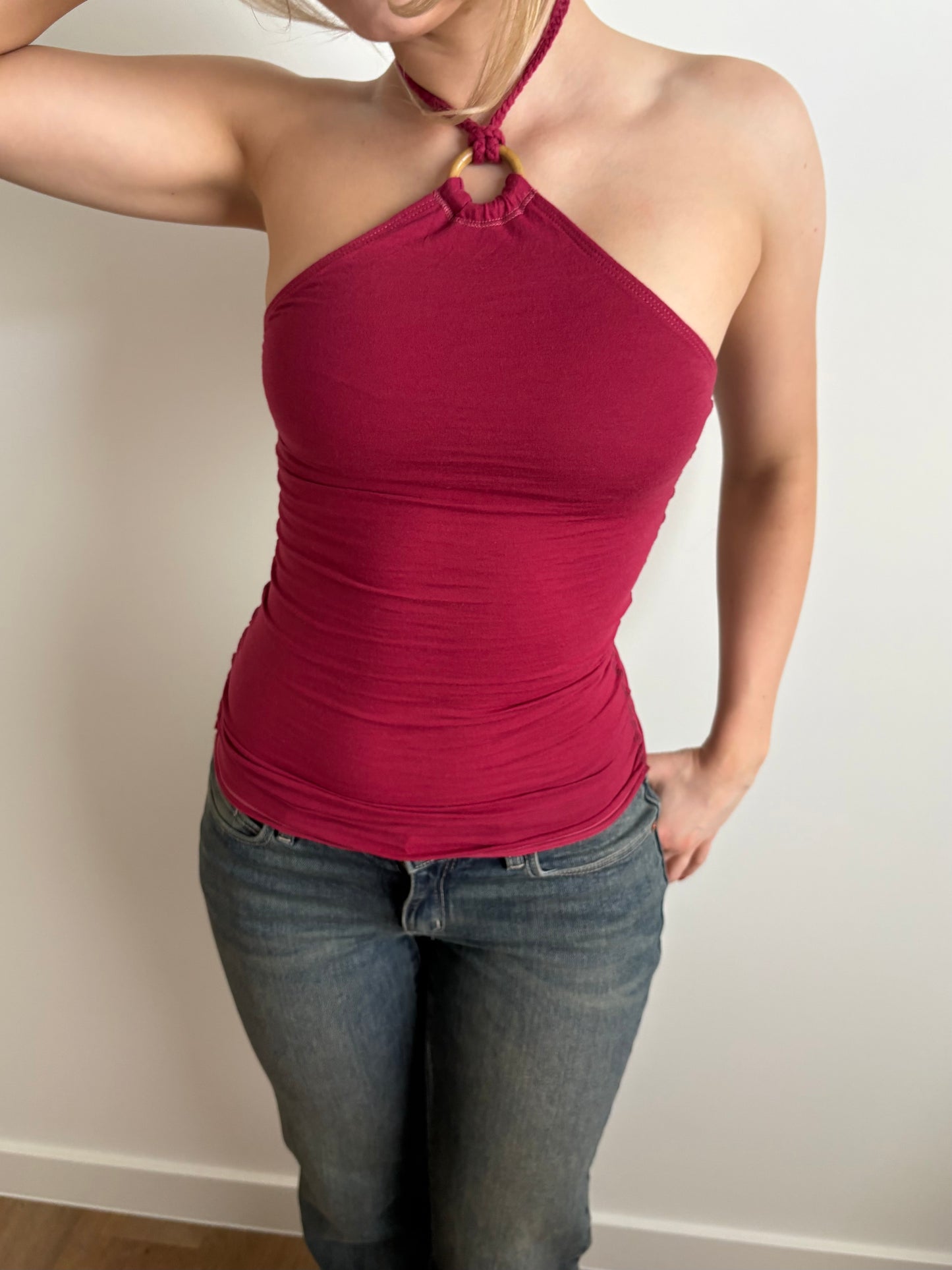 halter maroon hollister tank