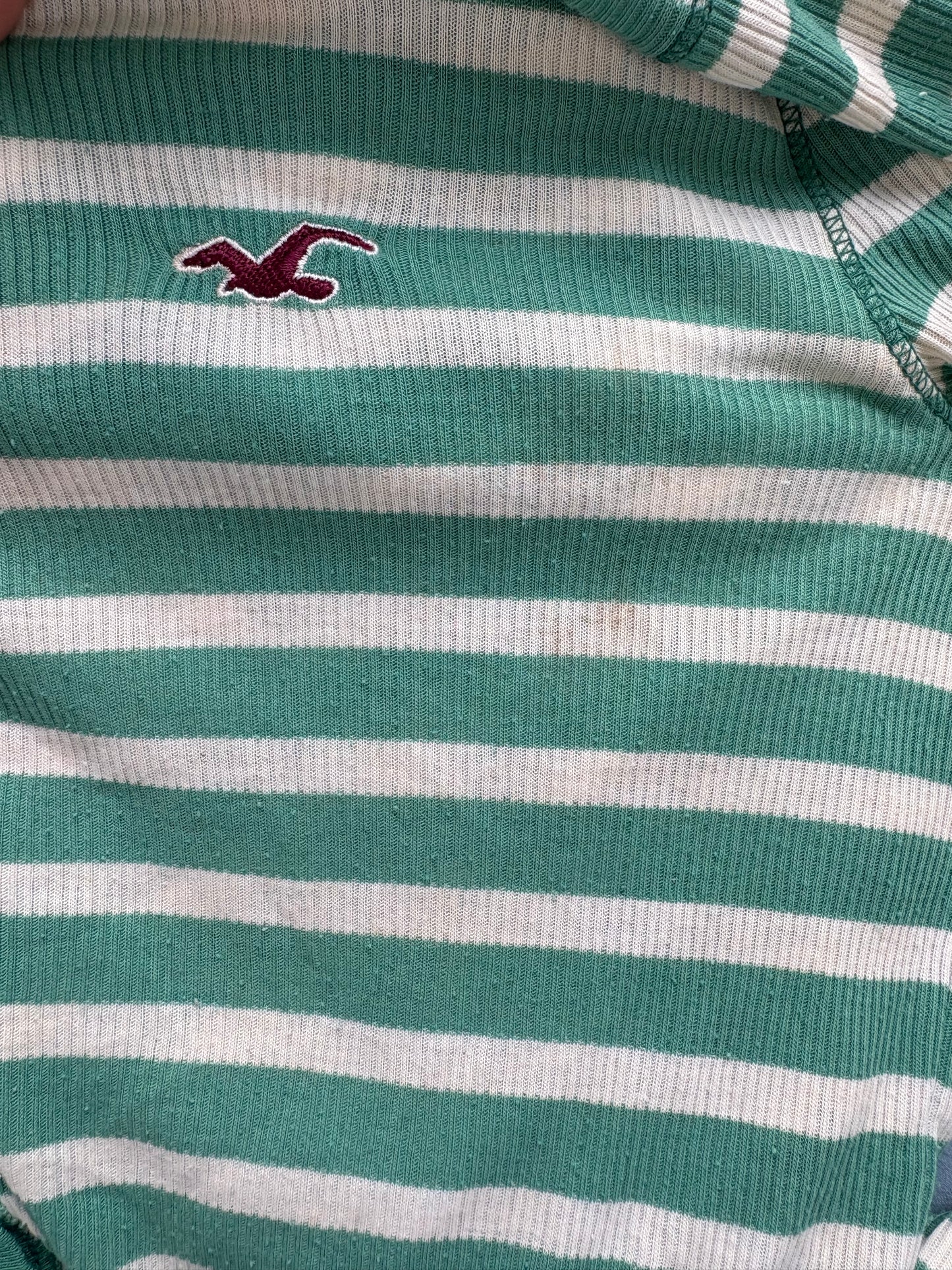 striped hooded 3/4 sleeve hollister henley
