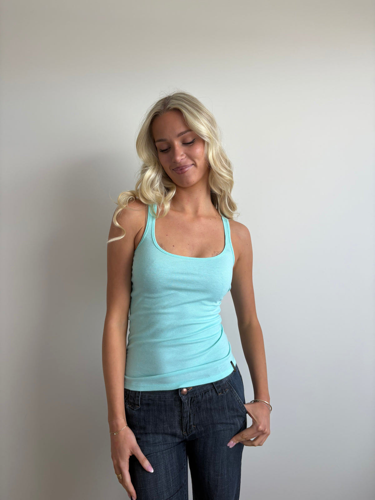 teal ribbed tank