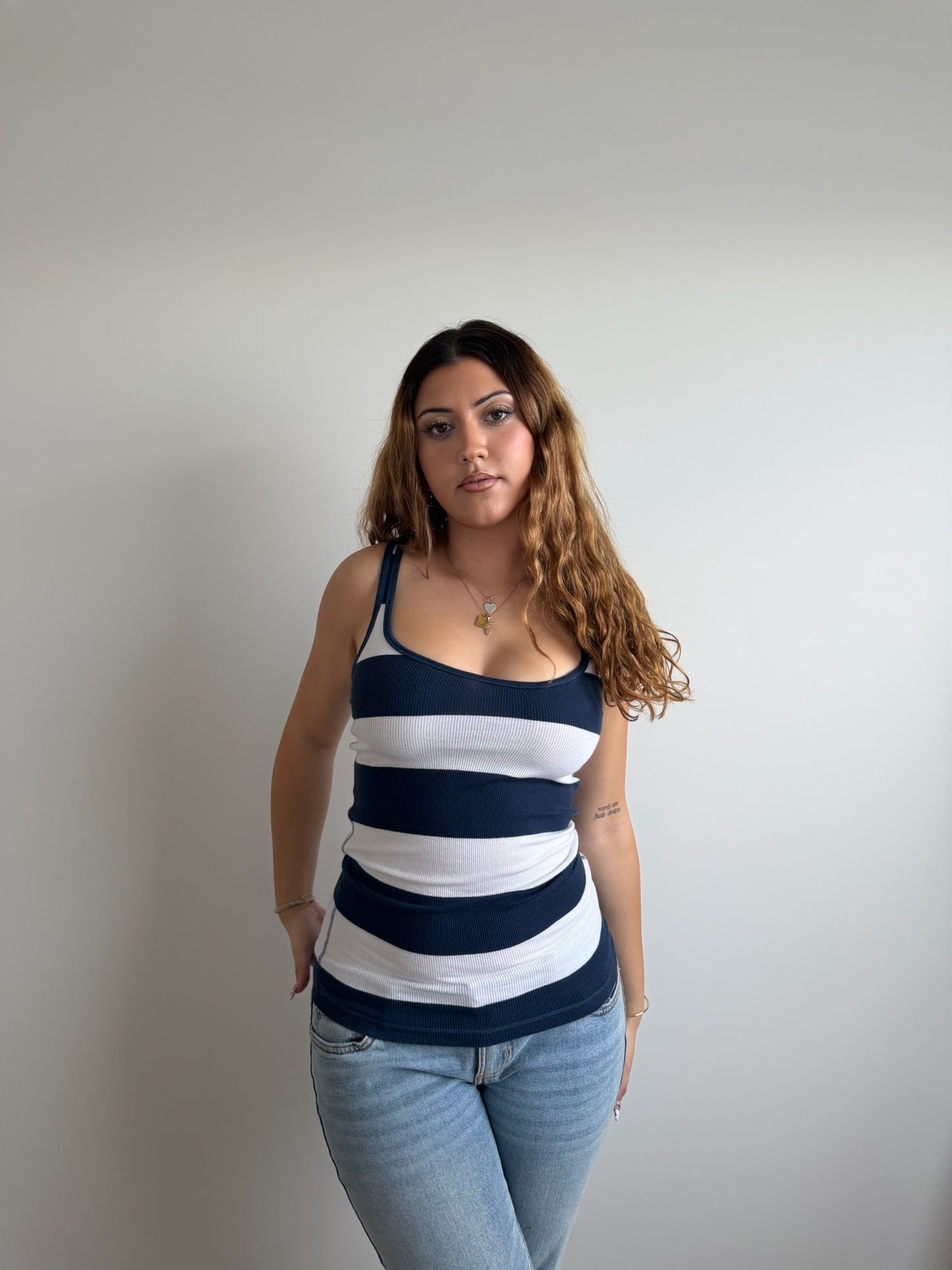 navy striped abercrombie & fitch tank