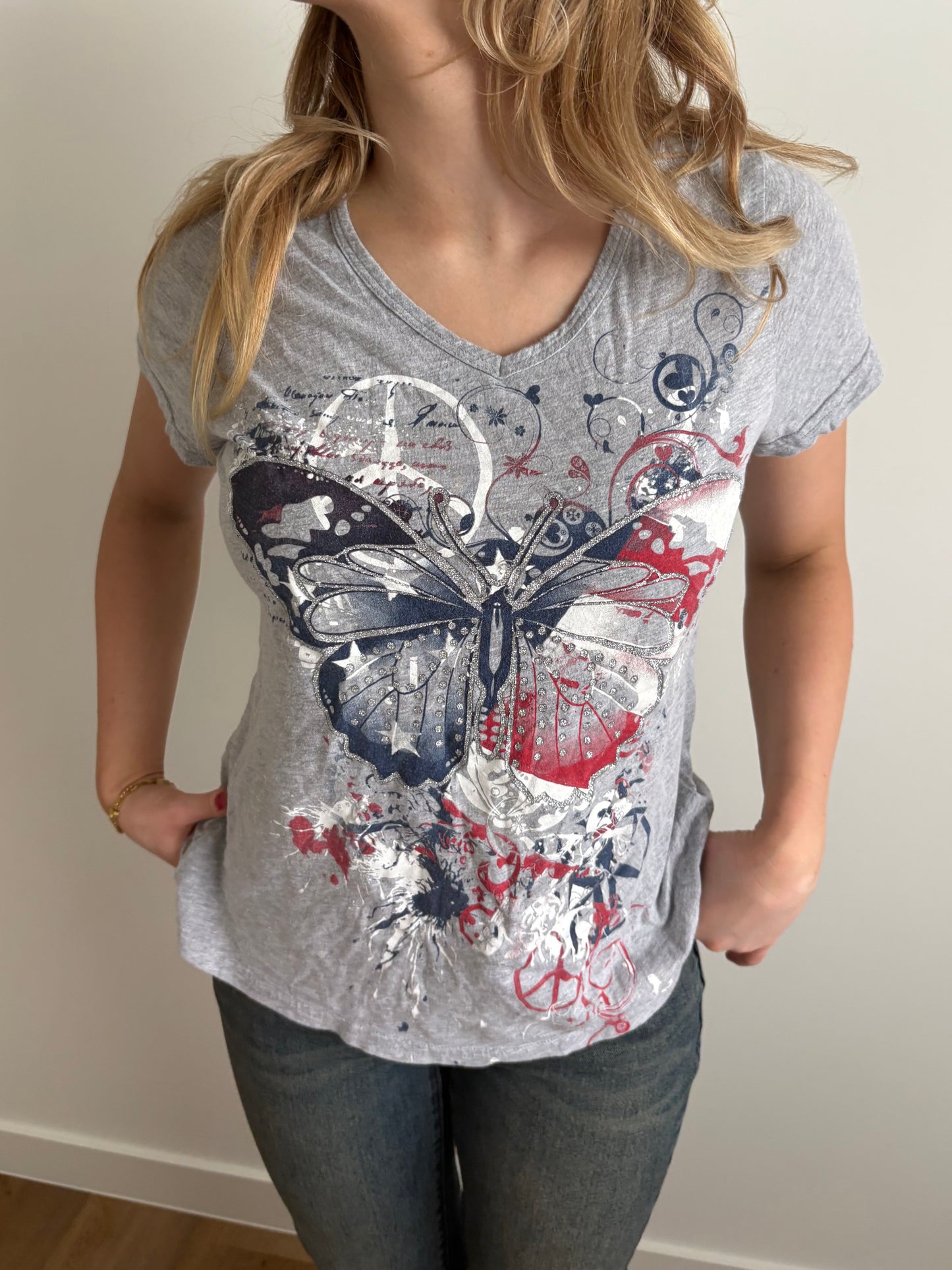 butterfly grey loose tee