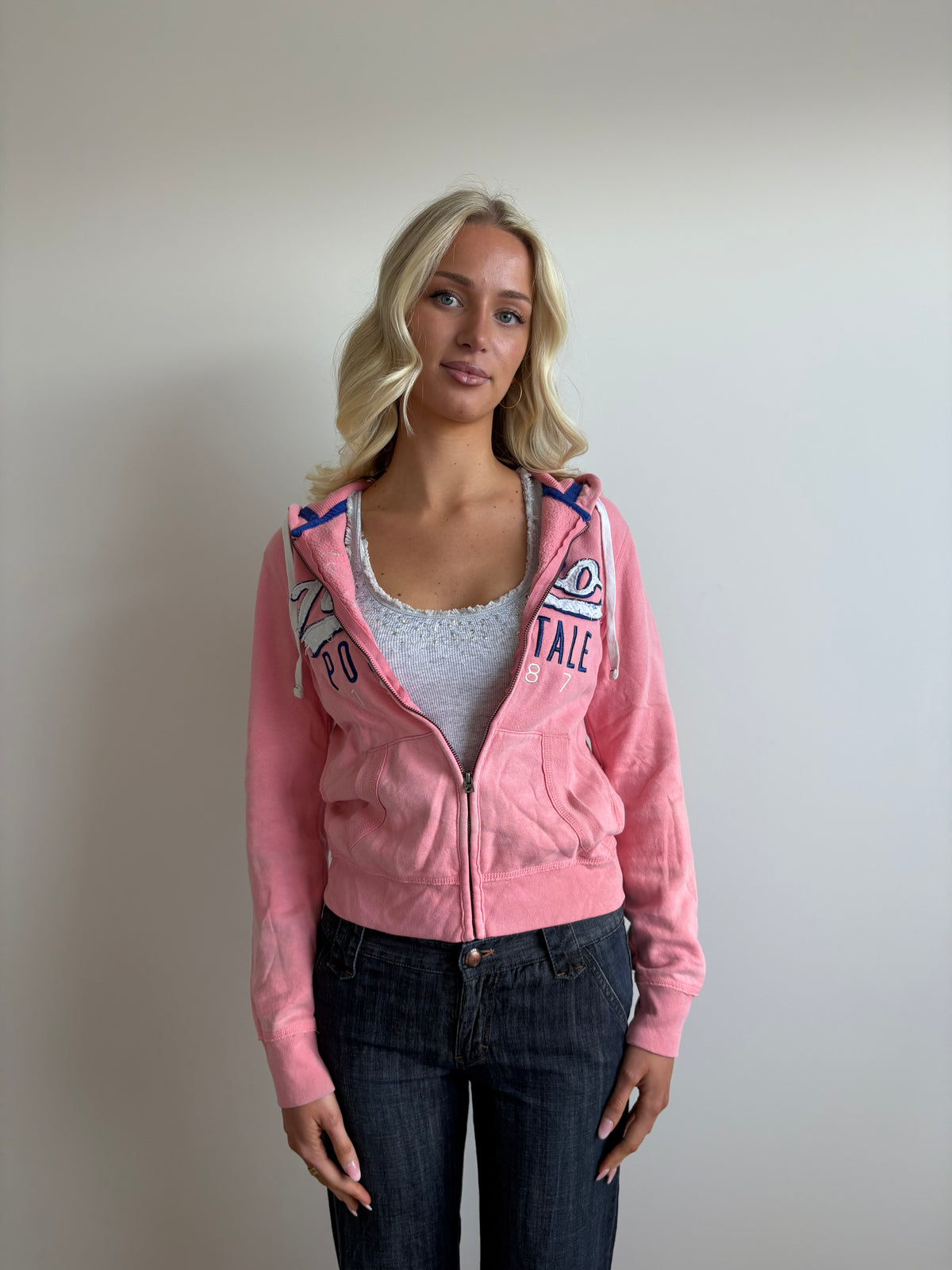 rosy pink aeropostale hooded zip-up jacket