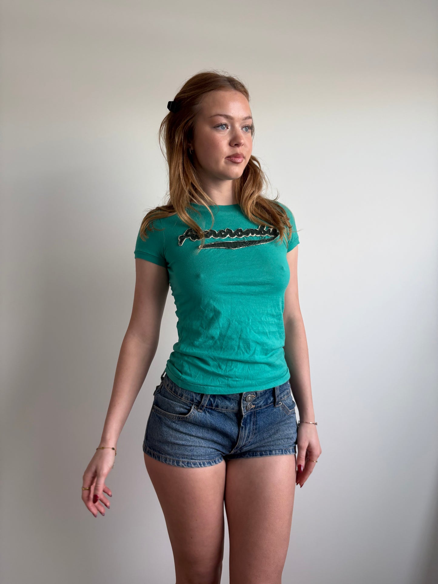 teal 'abercrombie' abercrombie & fitch baby tee