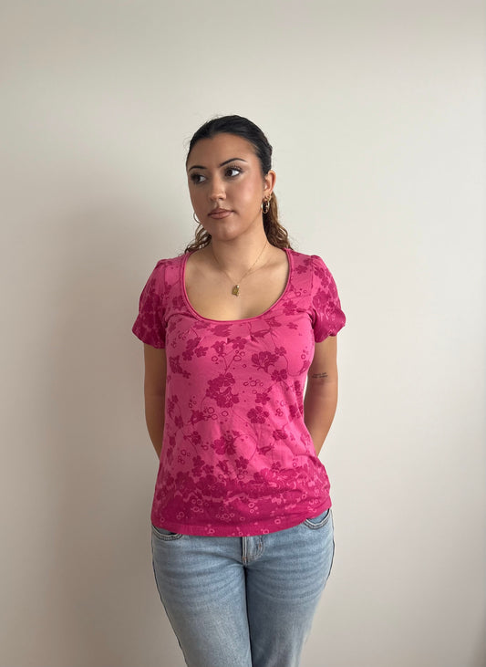 floral pink american eagle top