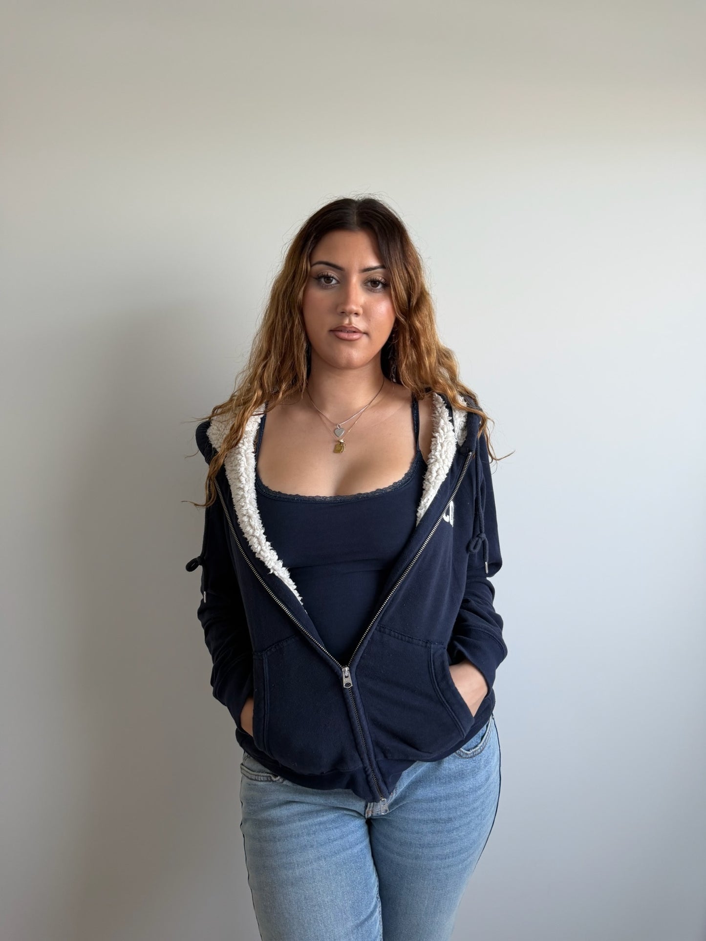 zip-up fleece abercrombie & fitch hooded jacket
