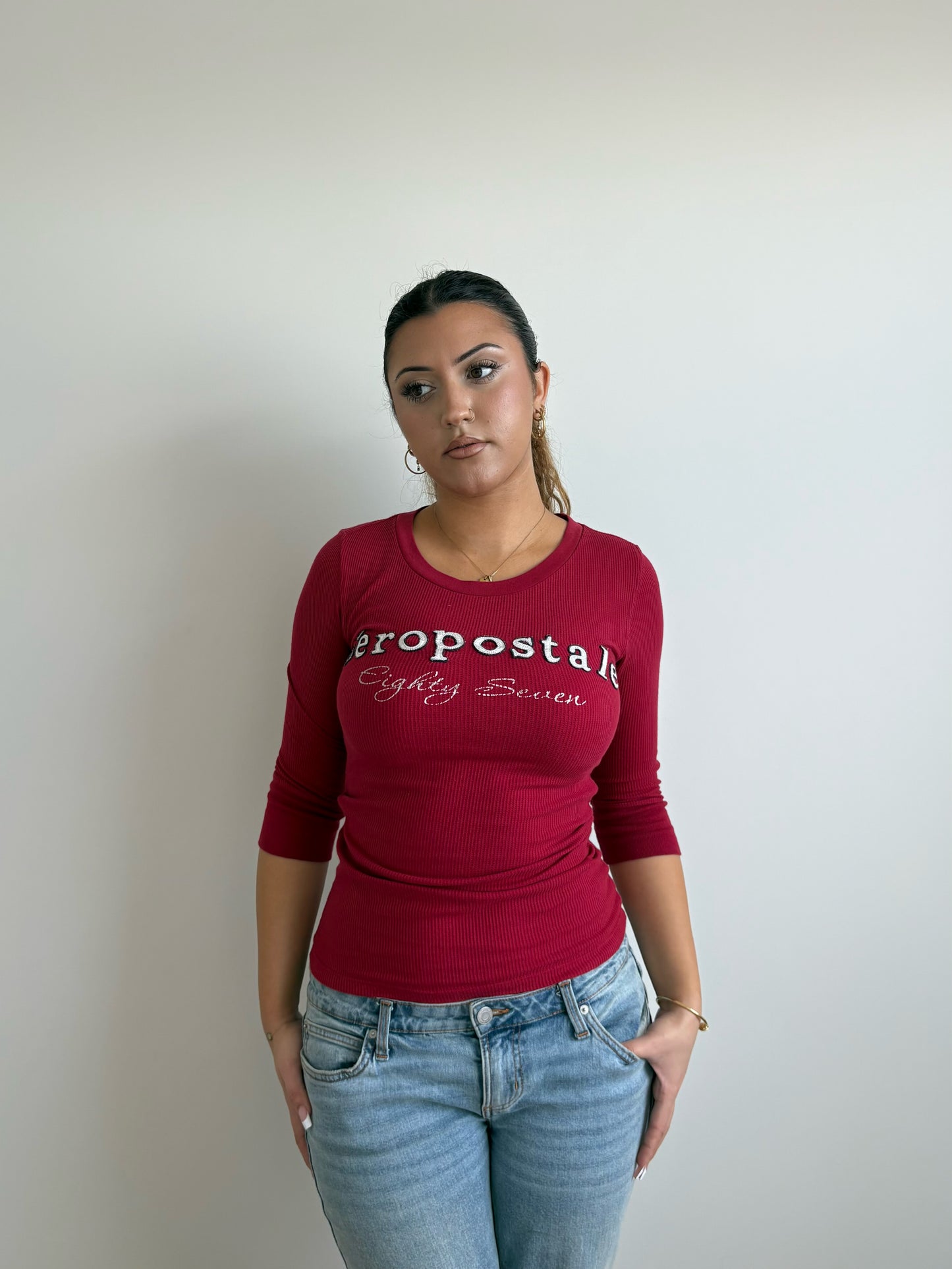 red aeropostale 1/2 sleeve top