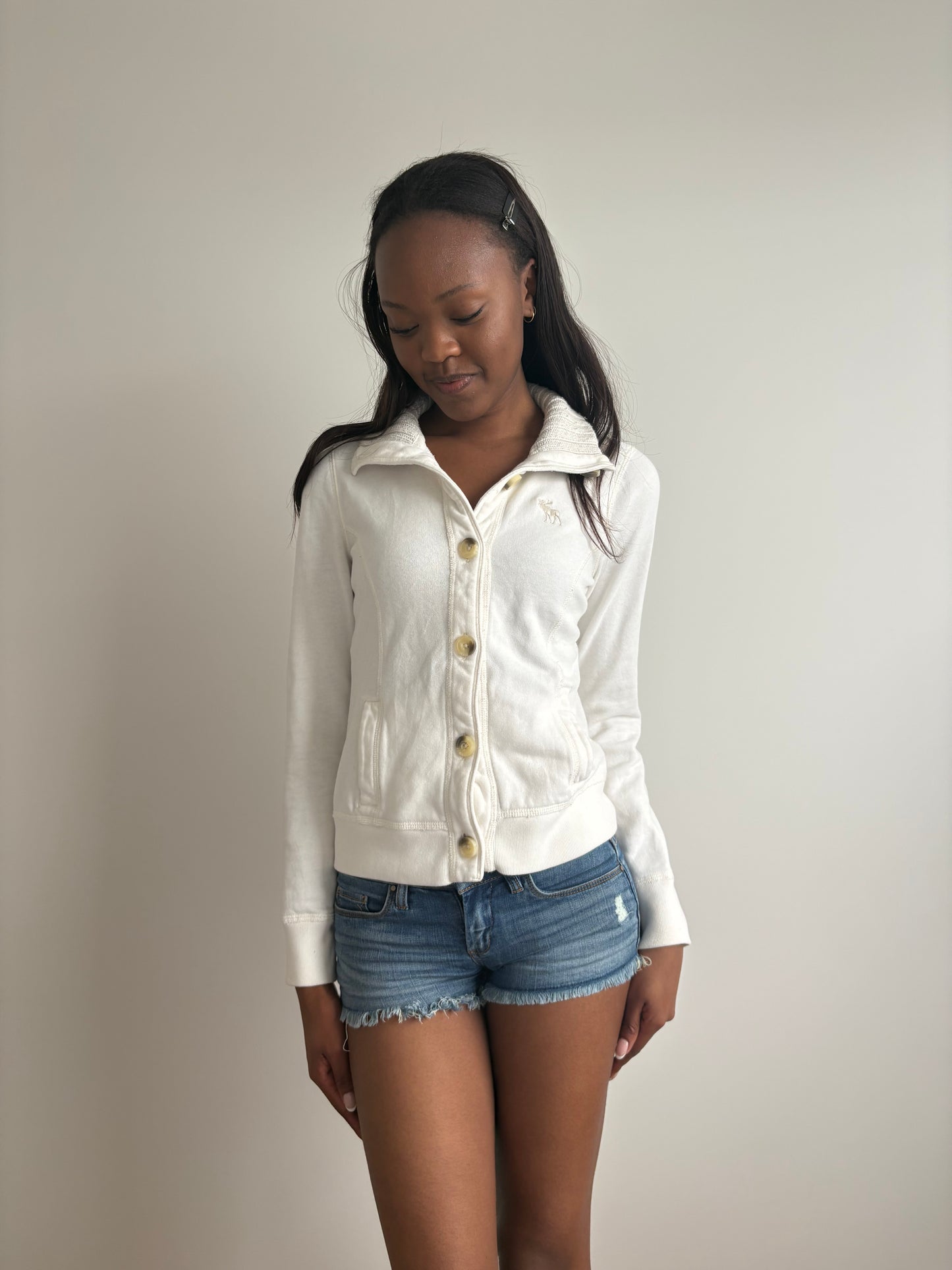 button-up white abercrombie & fitch jacket