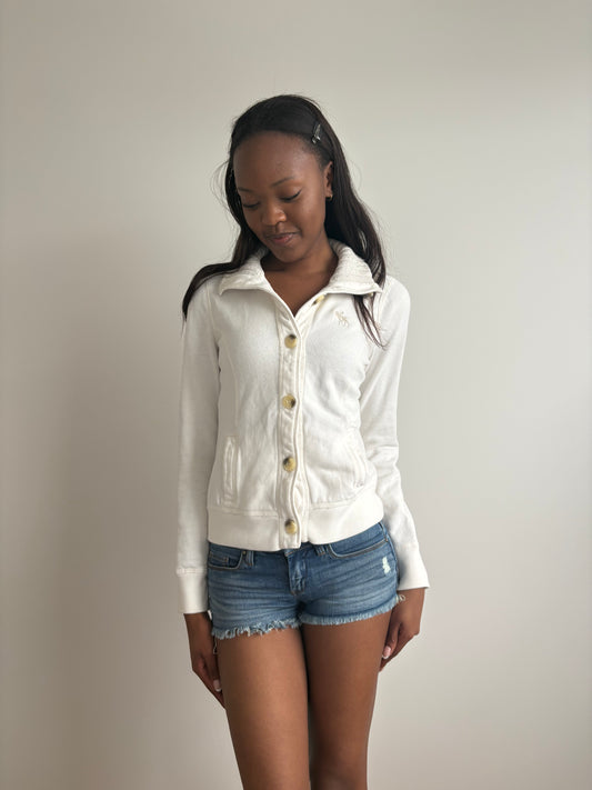 button-up white abercrombie & fitch jacket