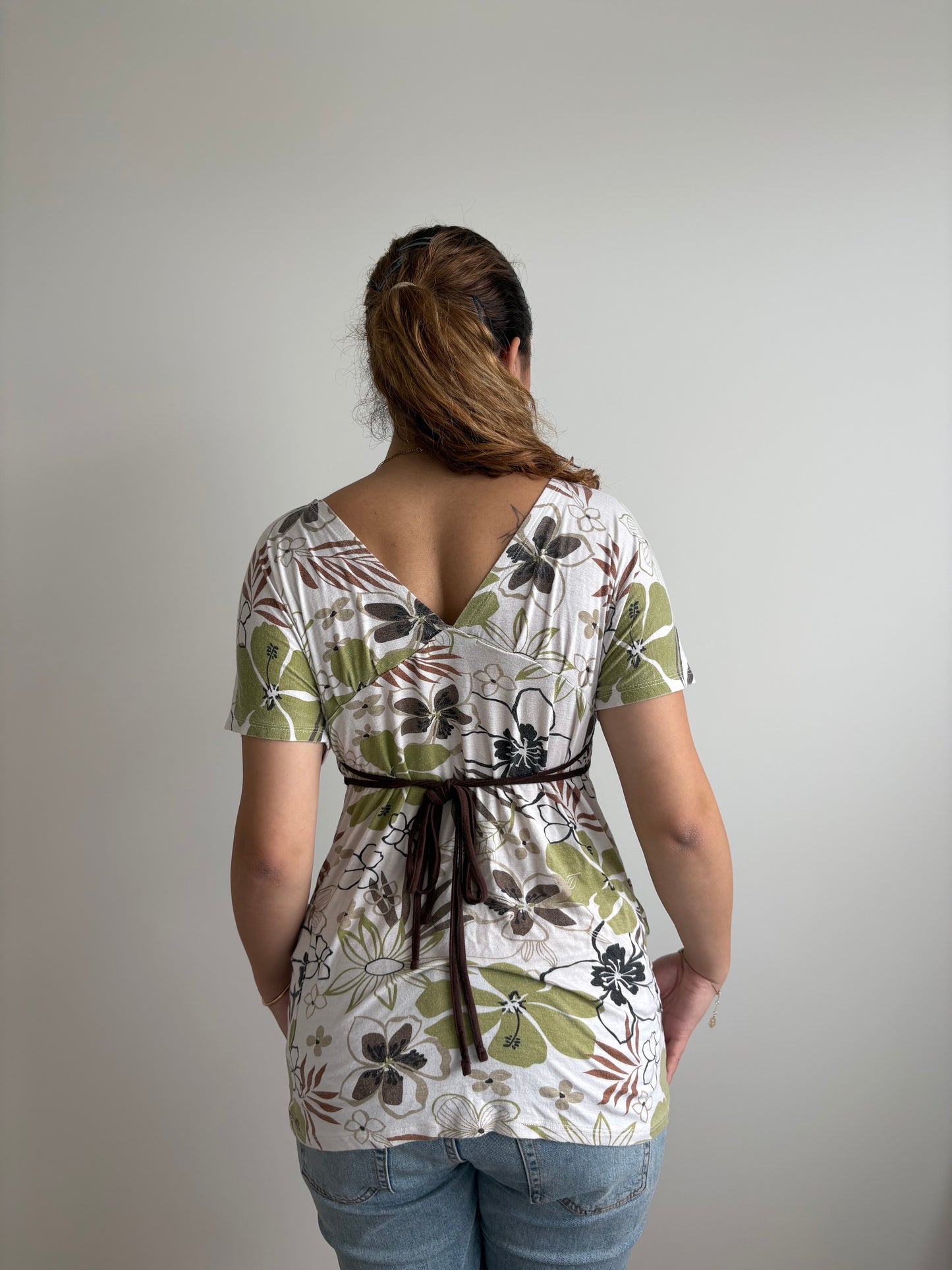 tuscan floral open tie-up top