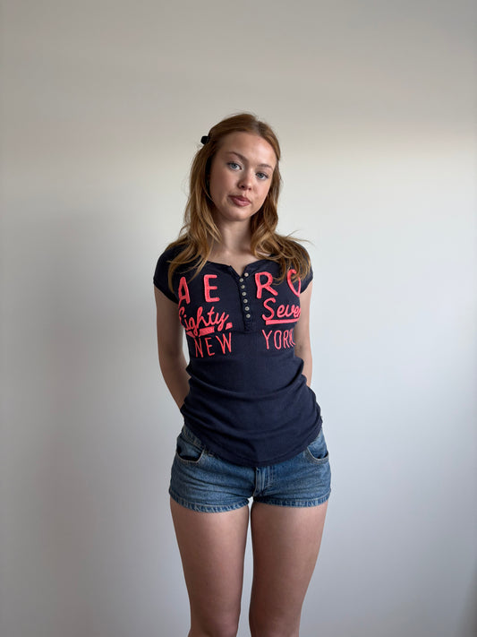 ribbed navy aeropostale henley