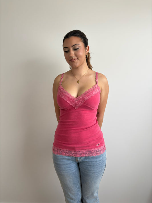 lace pink hollister tank