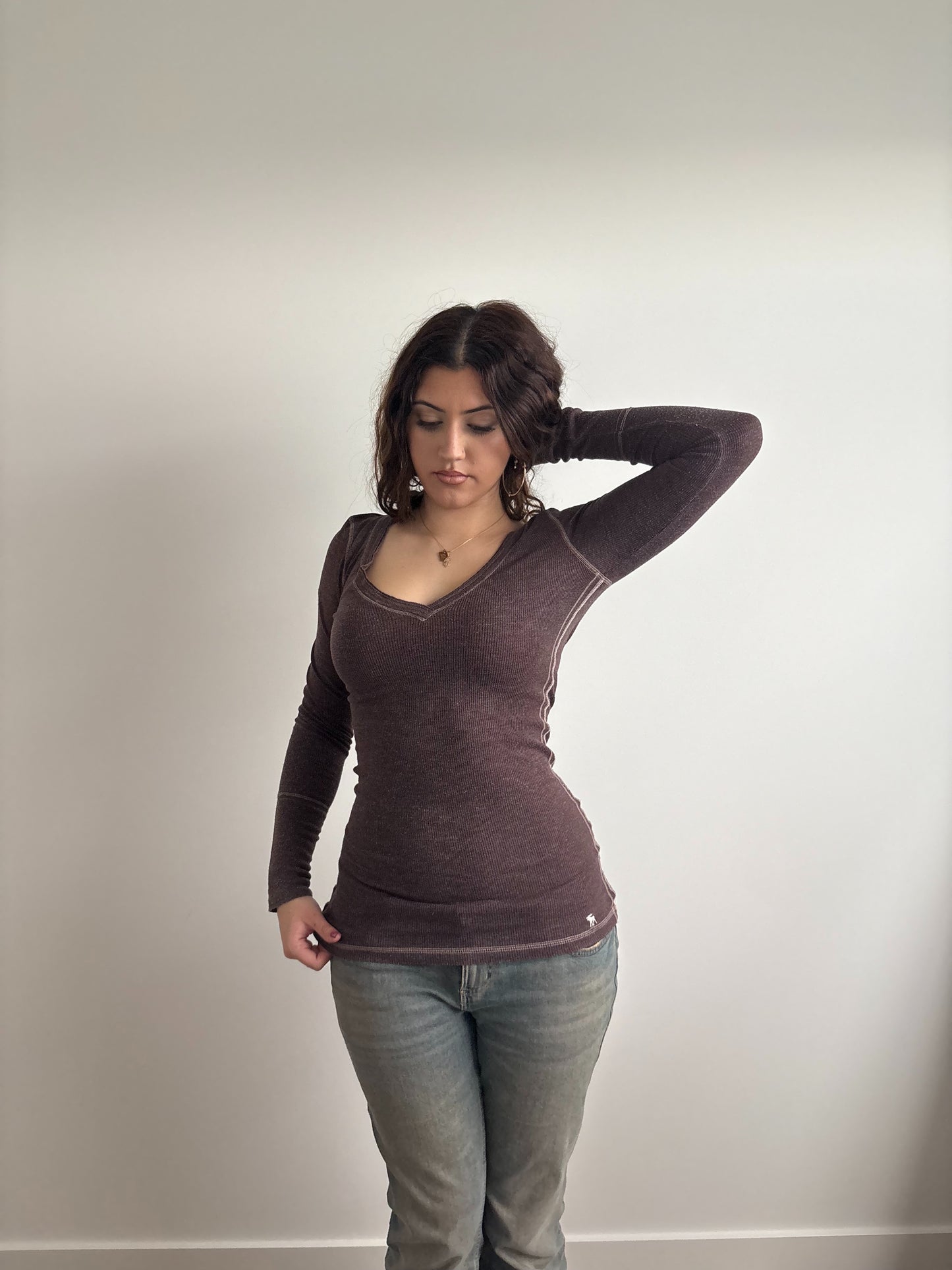 brown abercrombie & fitch long-sleeve