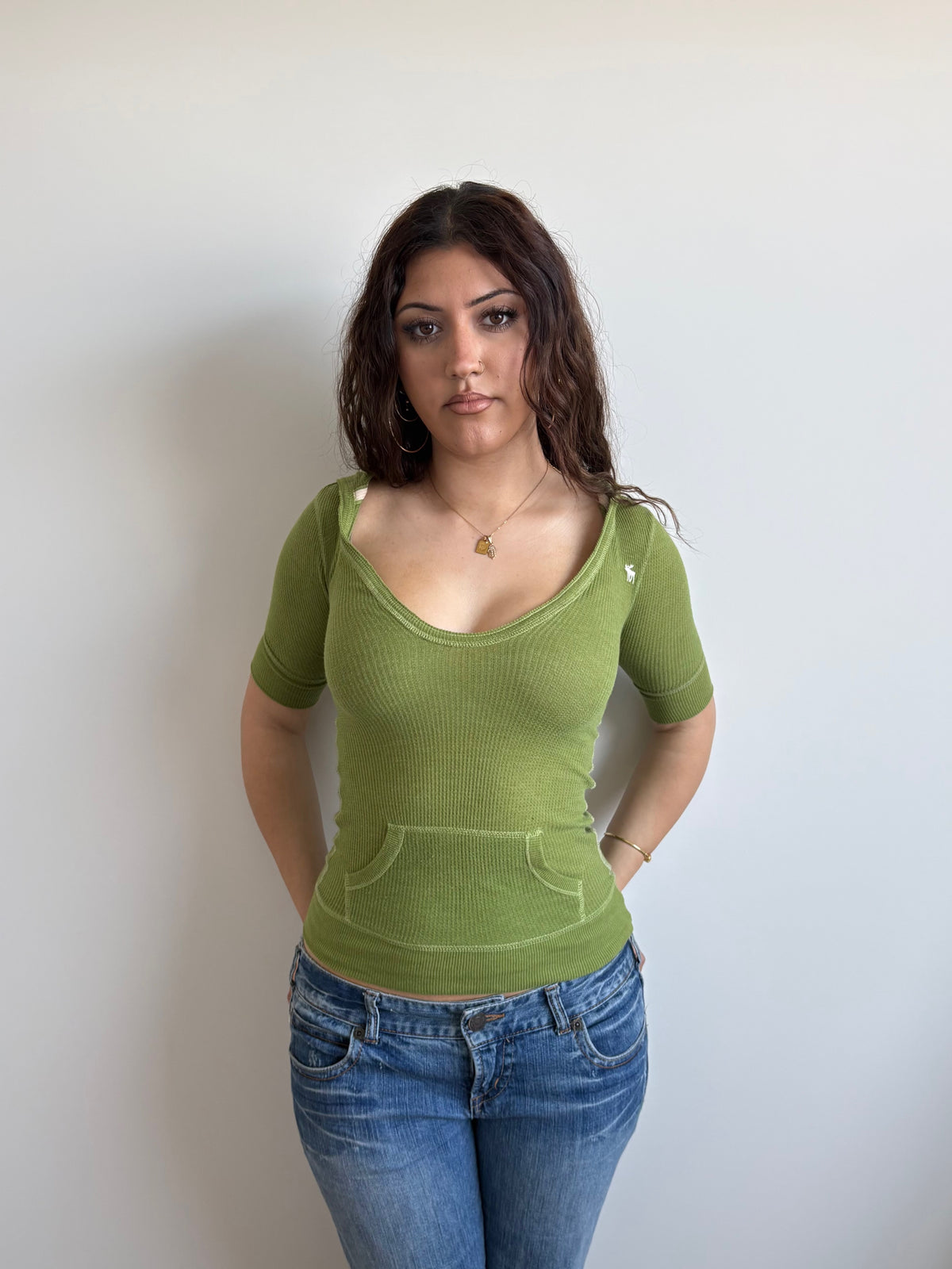green abercrombie & fitch hooded top