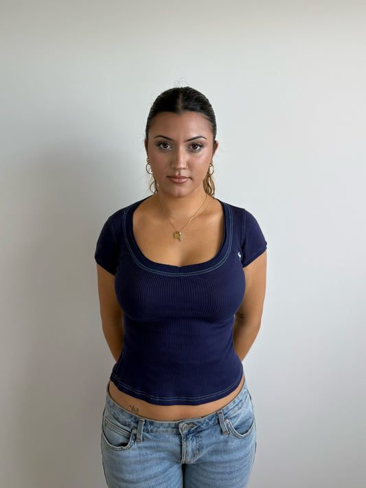 ribbed navy abercrombie tee
