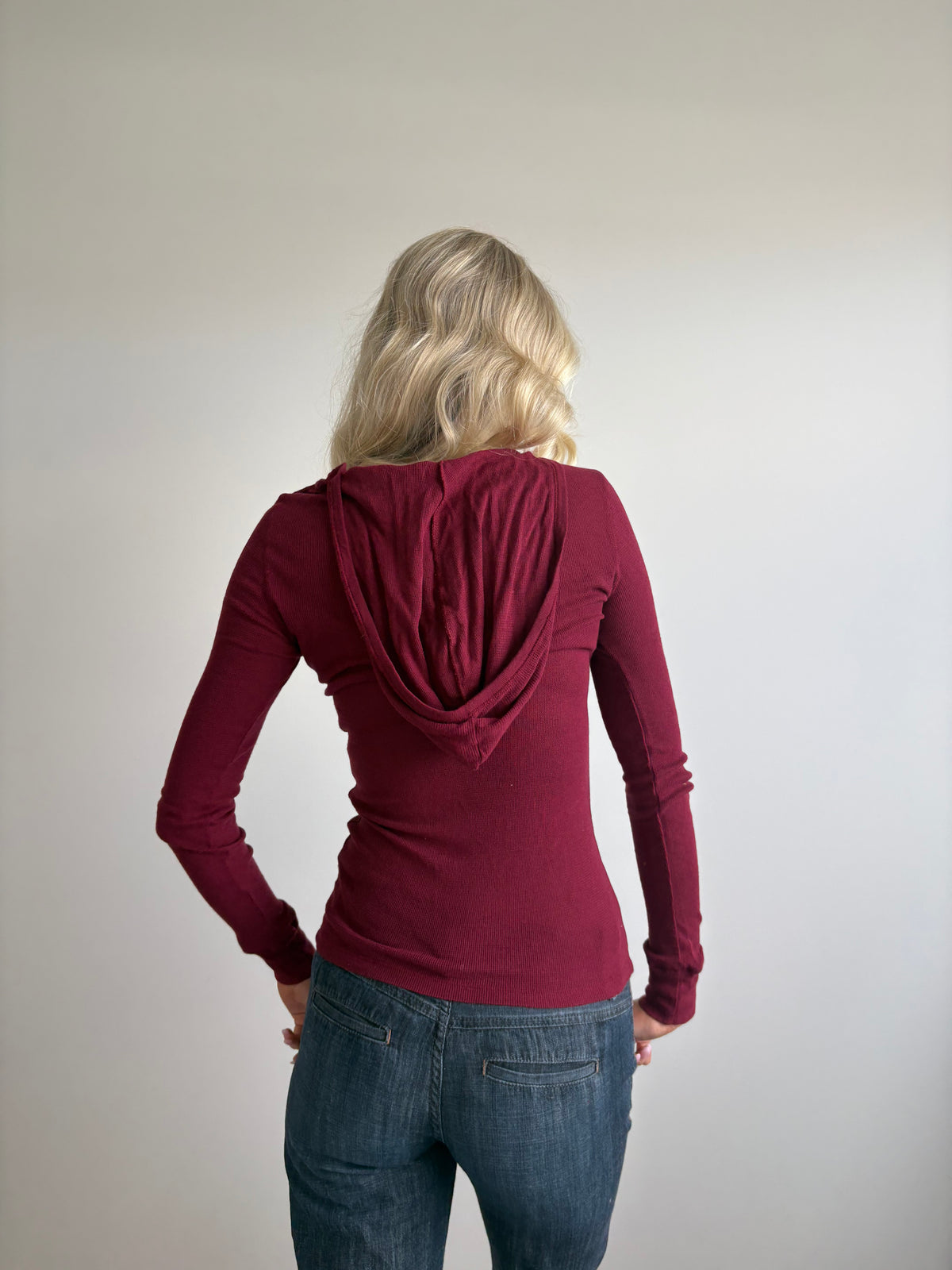 burgundy aeropostale hooded henley