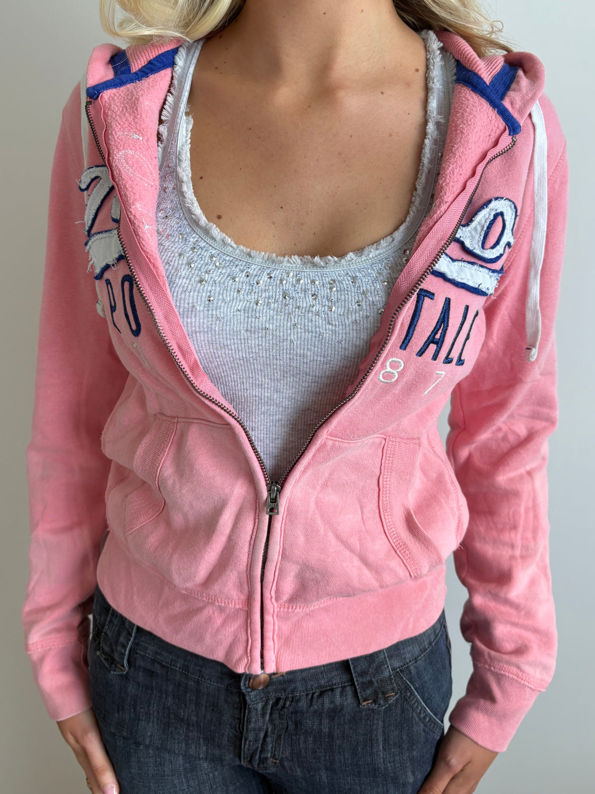 rosy pink aeropostale hooded zip-up jacket