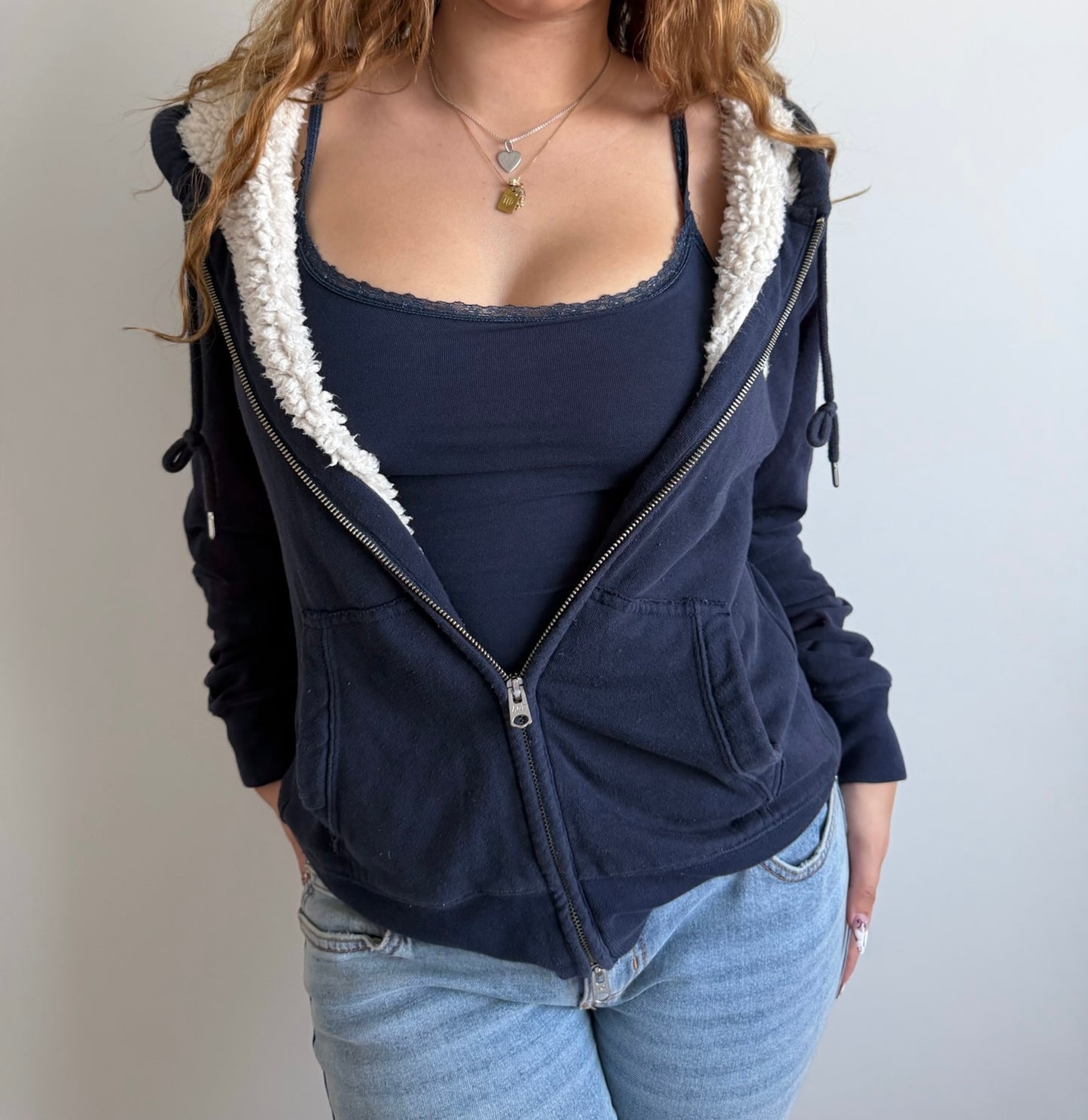 zip-up fleece abercrombie & fitch hooded jacket
