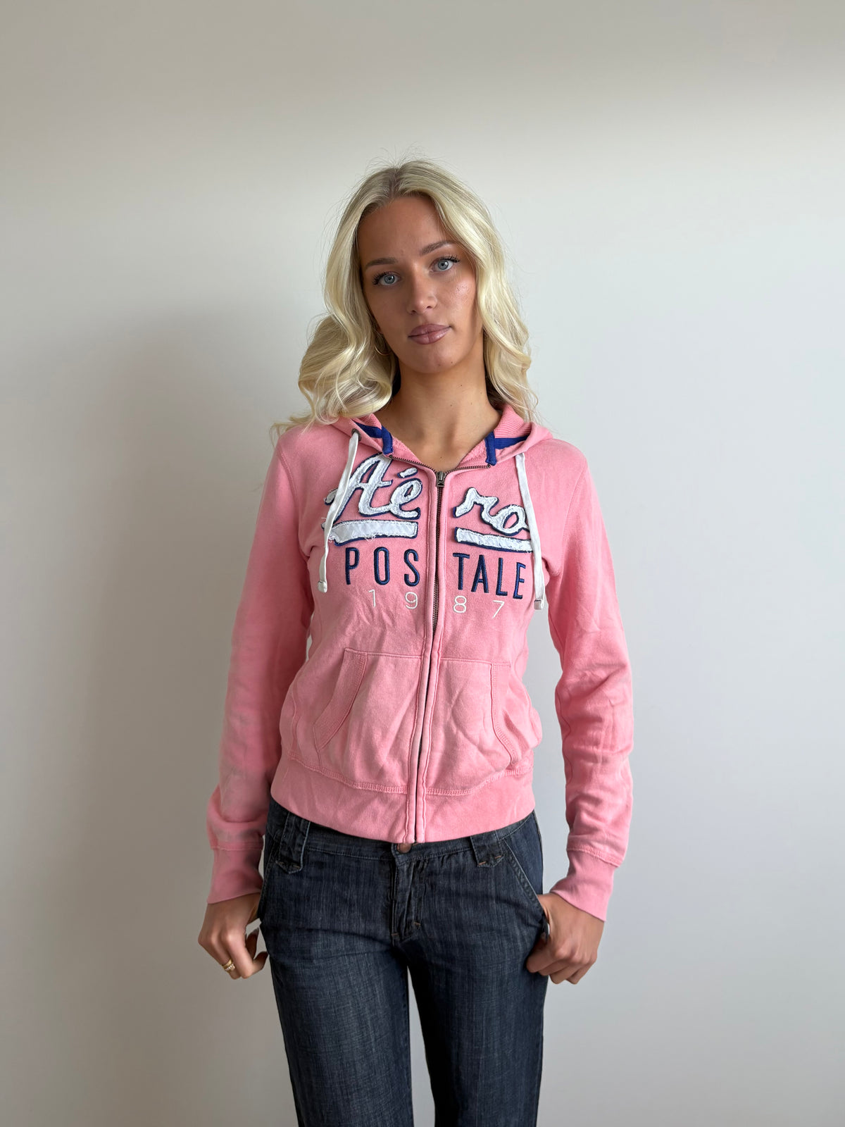 rosy pink aeropostale hooded zip-up jacket