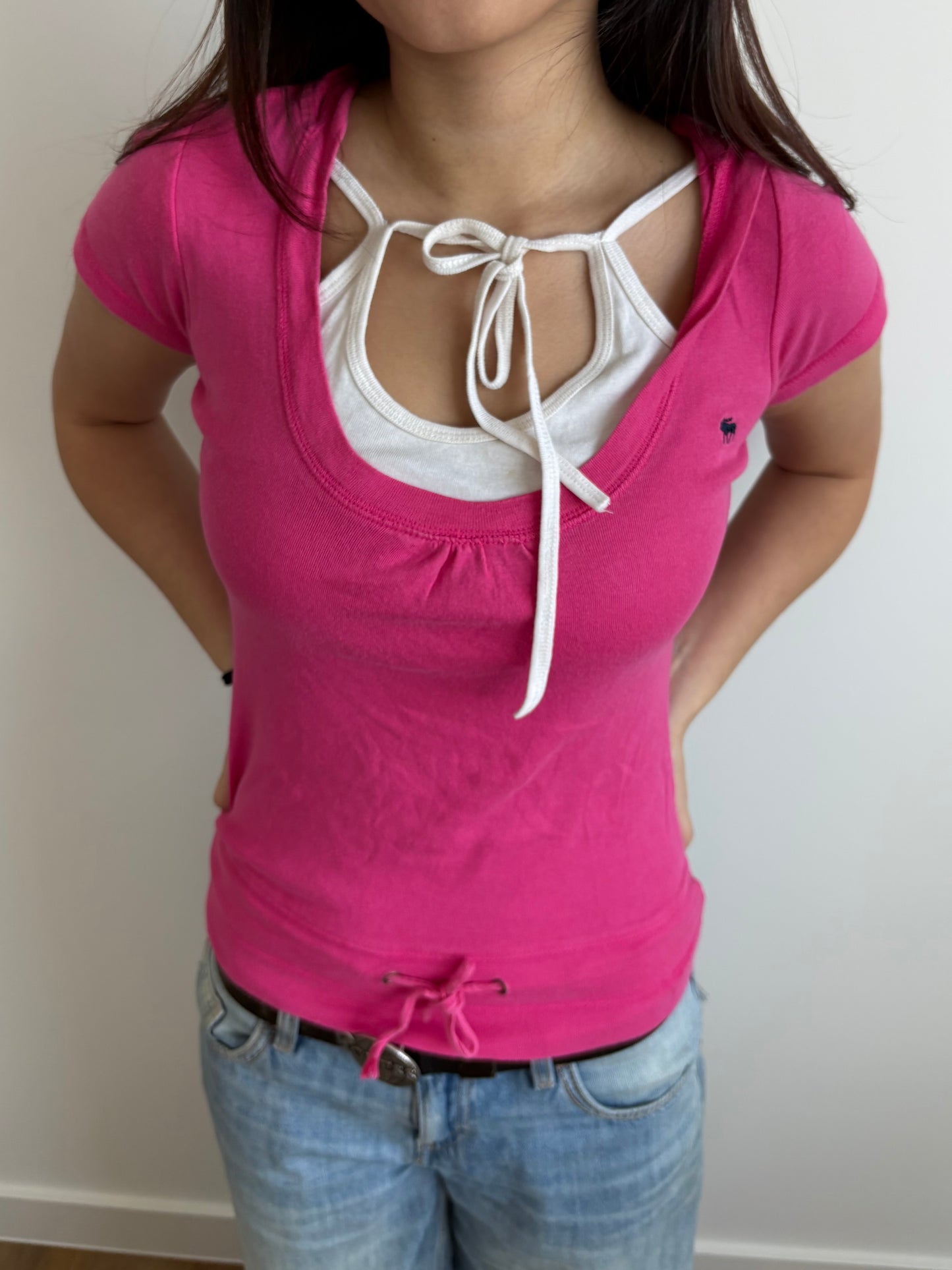 double-layered abercrombie pink top