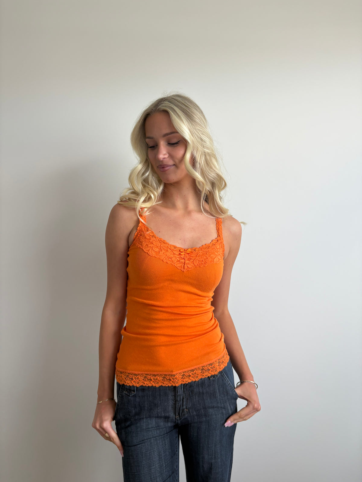 orange abercrombie & fitch lace tank