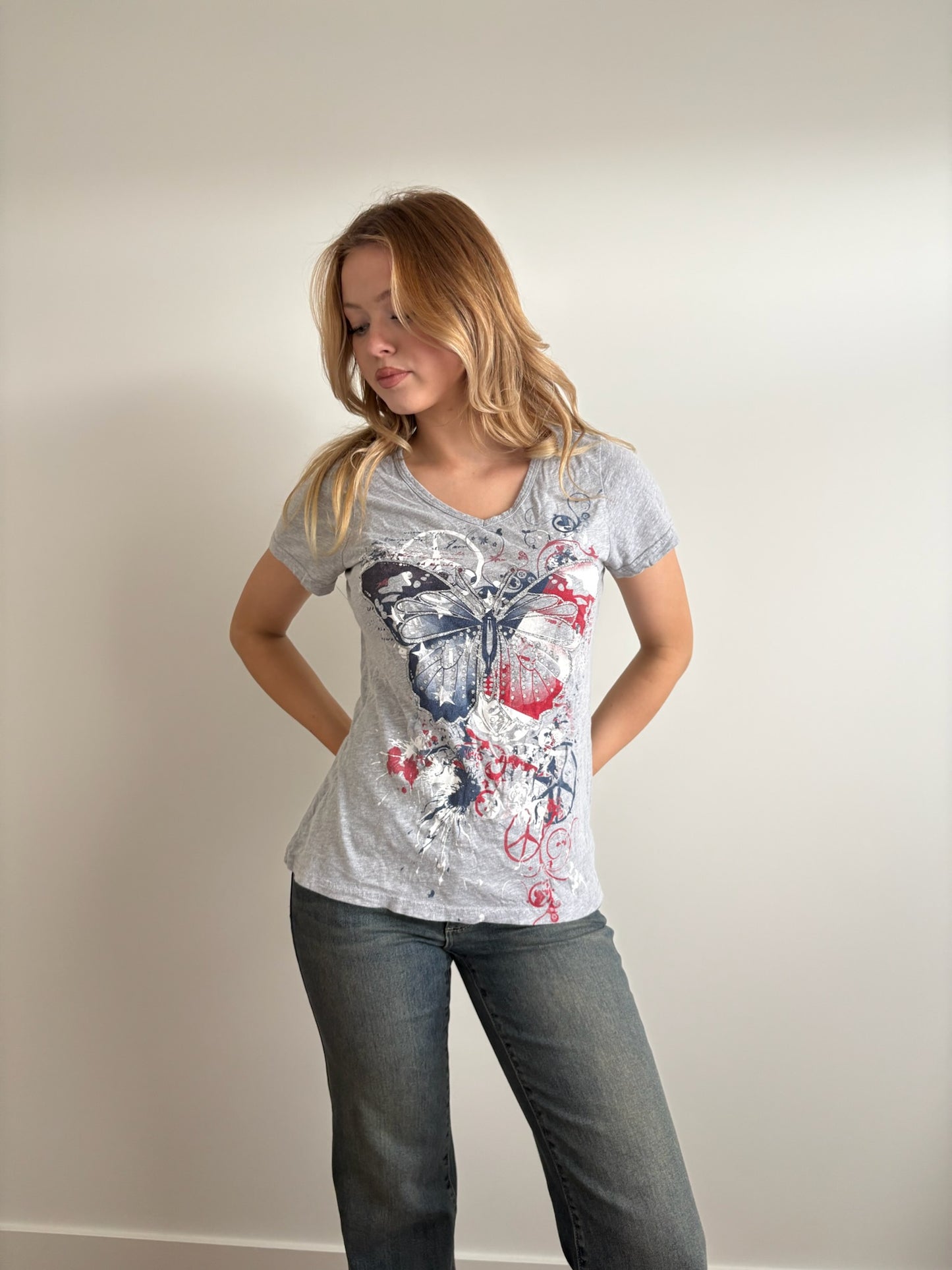 butterfly grey loose tee
