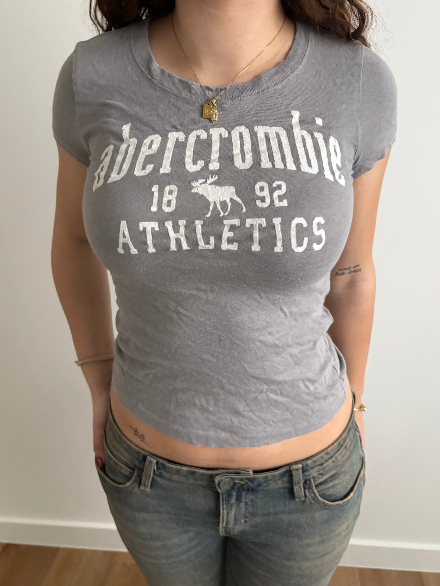 abercrombie grey baby tee