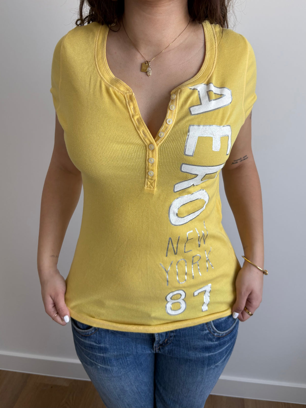 yellow aeropostale henley tee