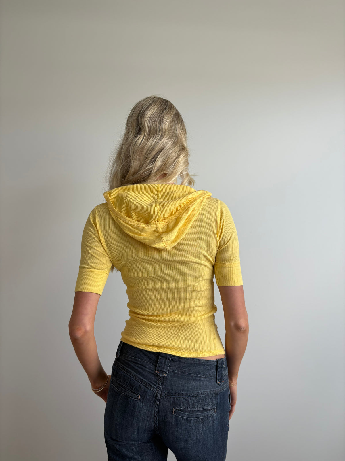 yellow american eagle hooded henley
