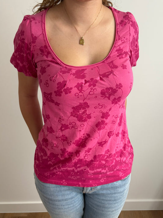 floral pink american eagle top