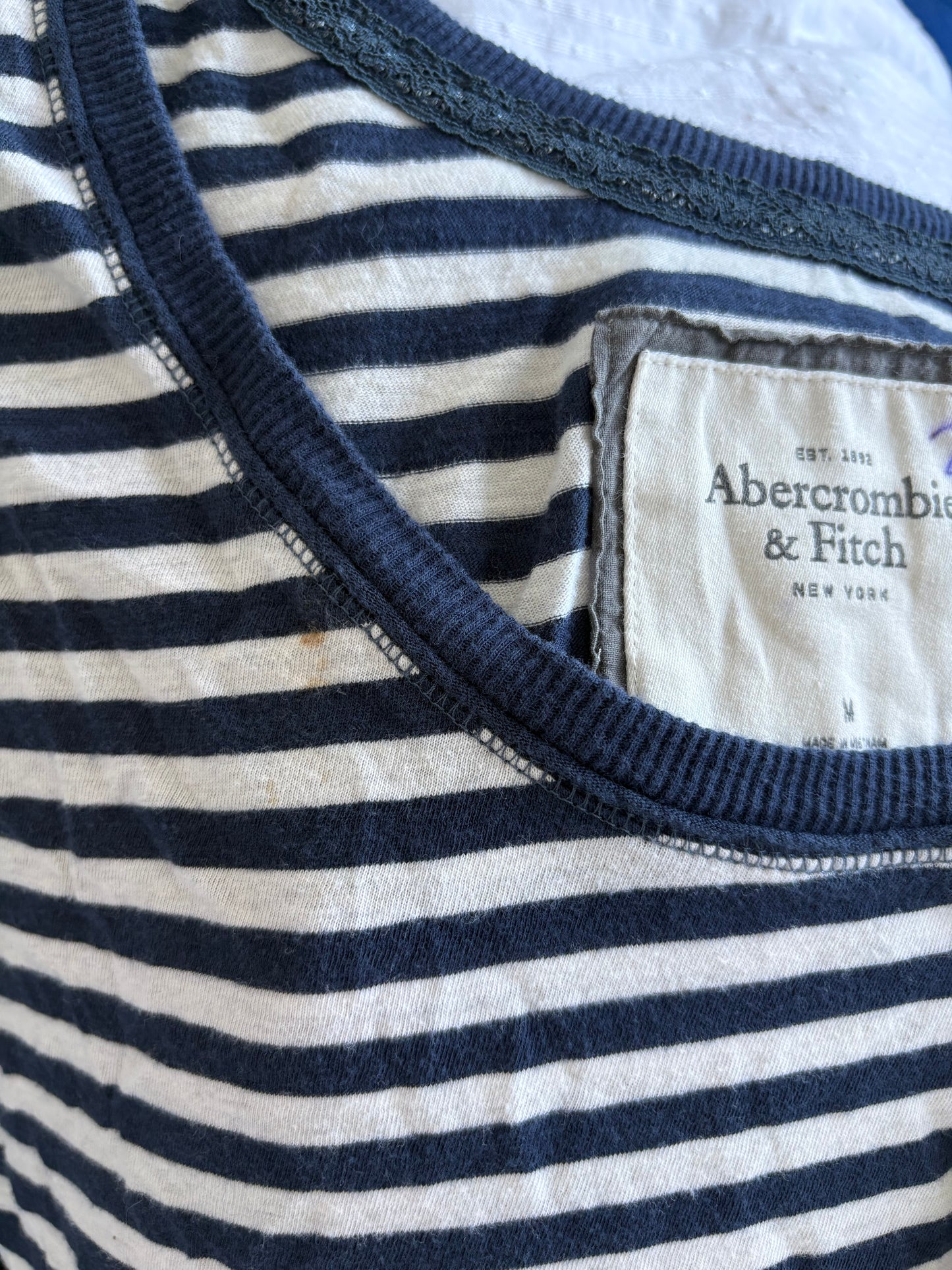 navy striped abercrombie & fitch long-sleeve