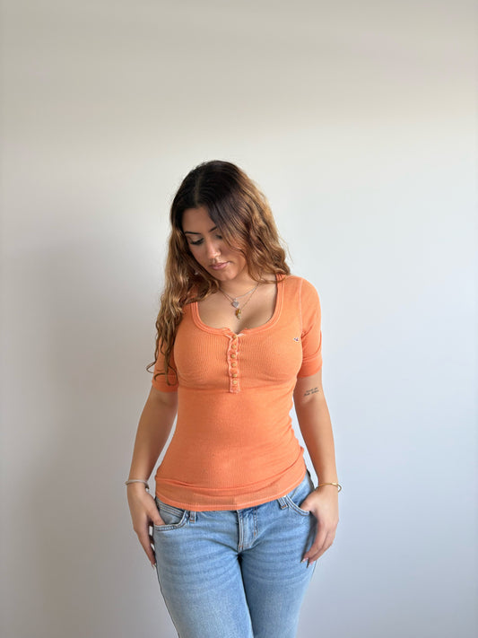 orange hollister henley