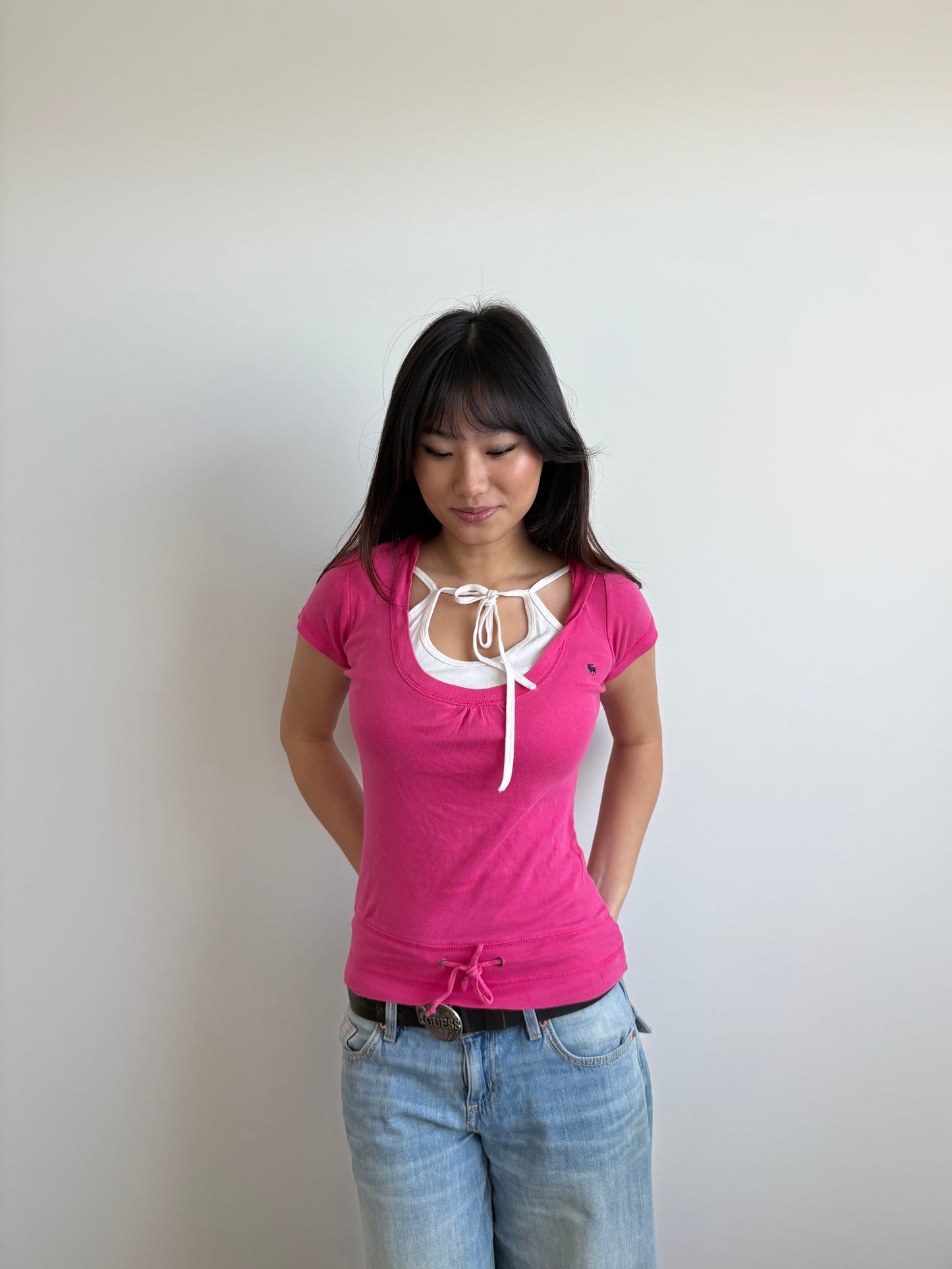 double-layered abercrombie pink top