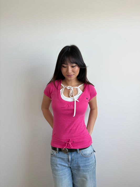 double-layered abercrombie pink top
