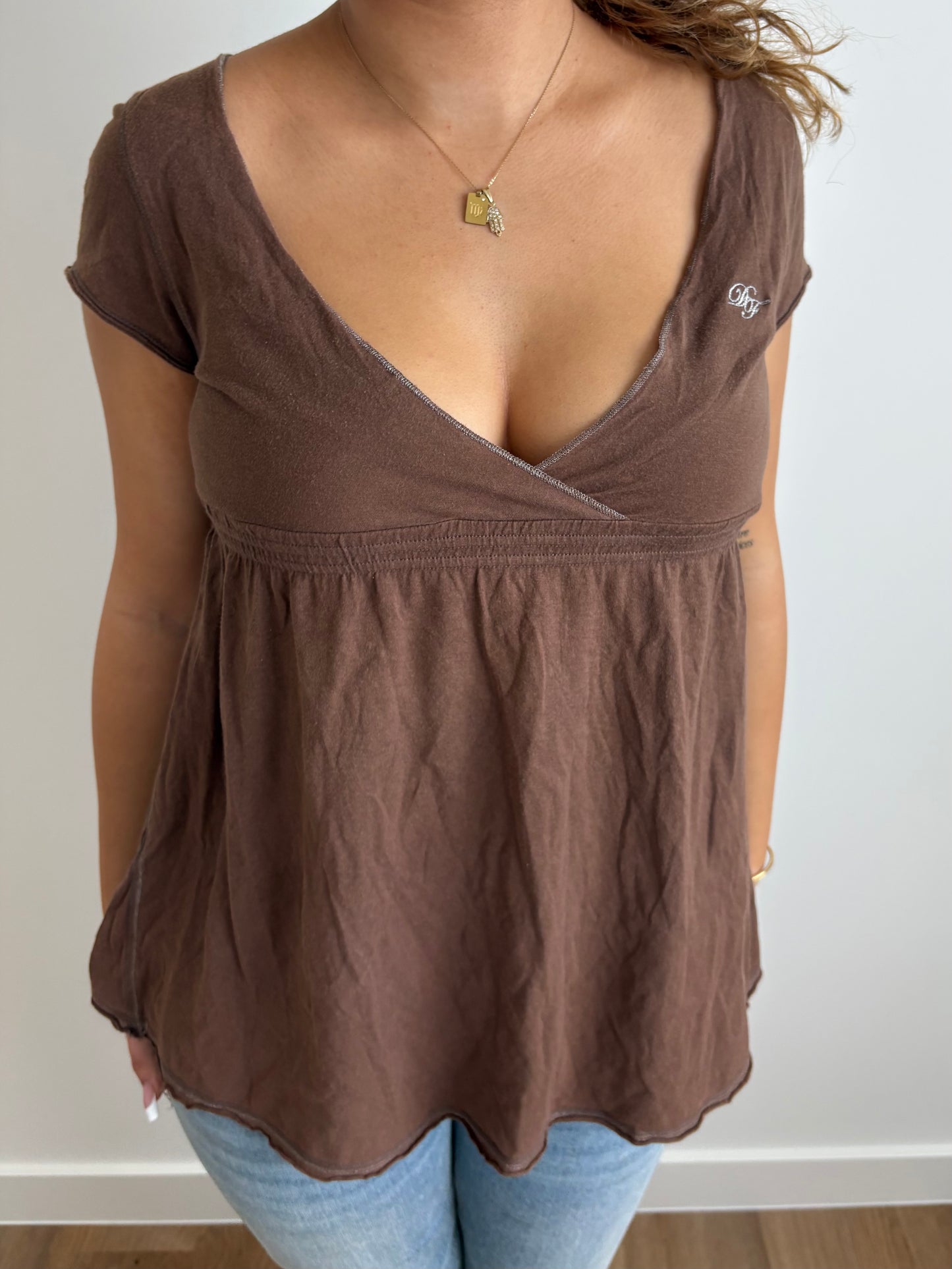 brown babydoll top