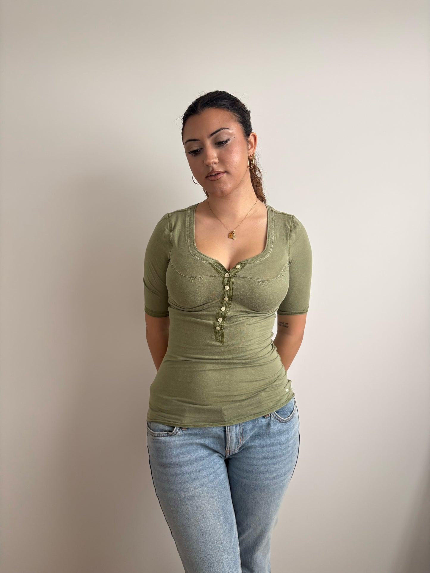 soft green abercrombie & fitch henley