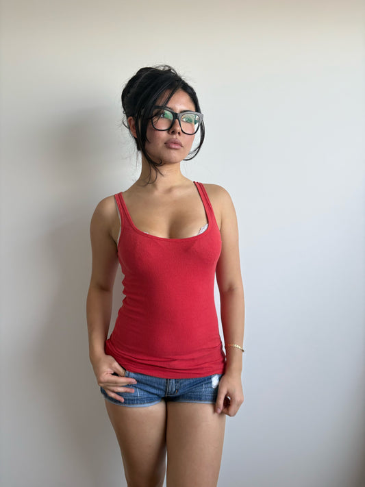 red hollister ribbed tank