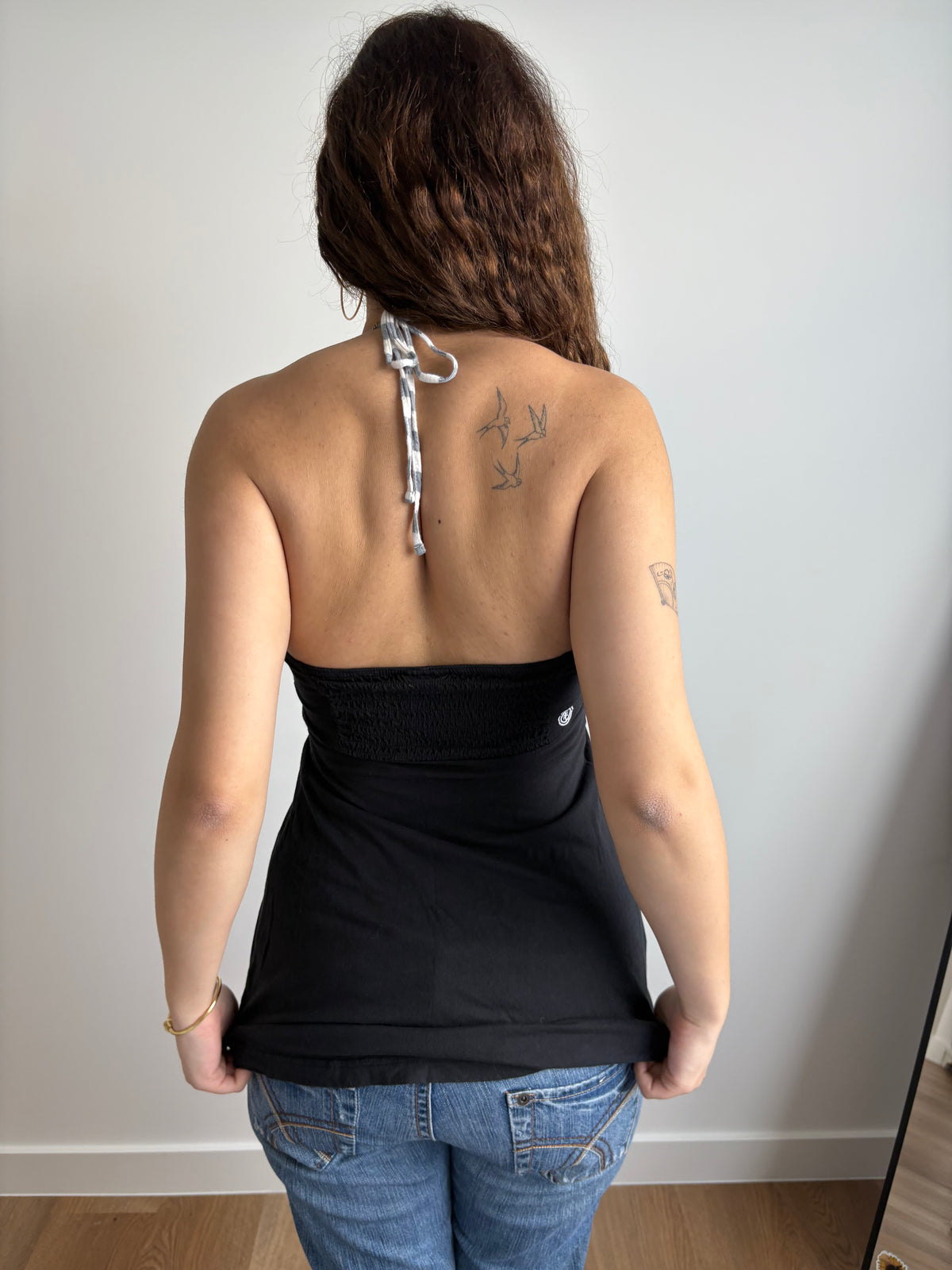 black and grey halter