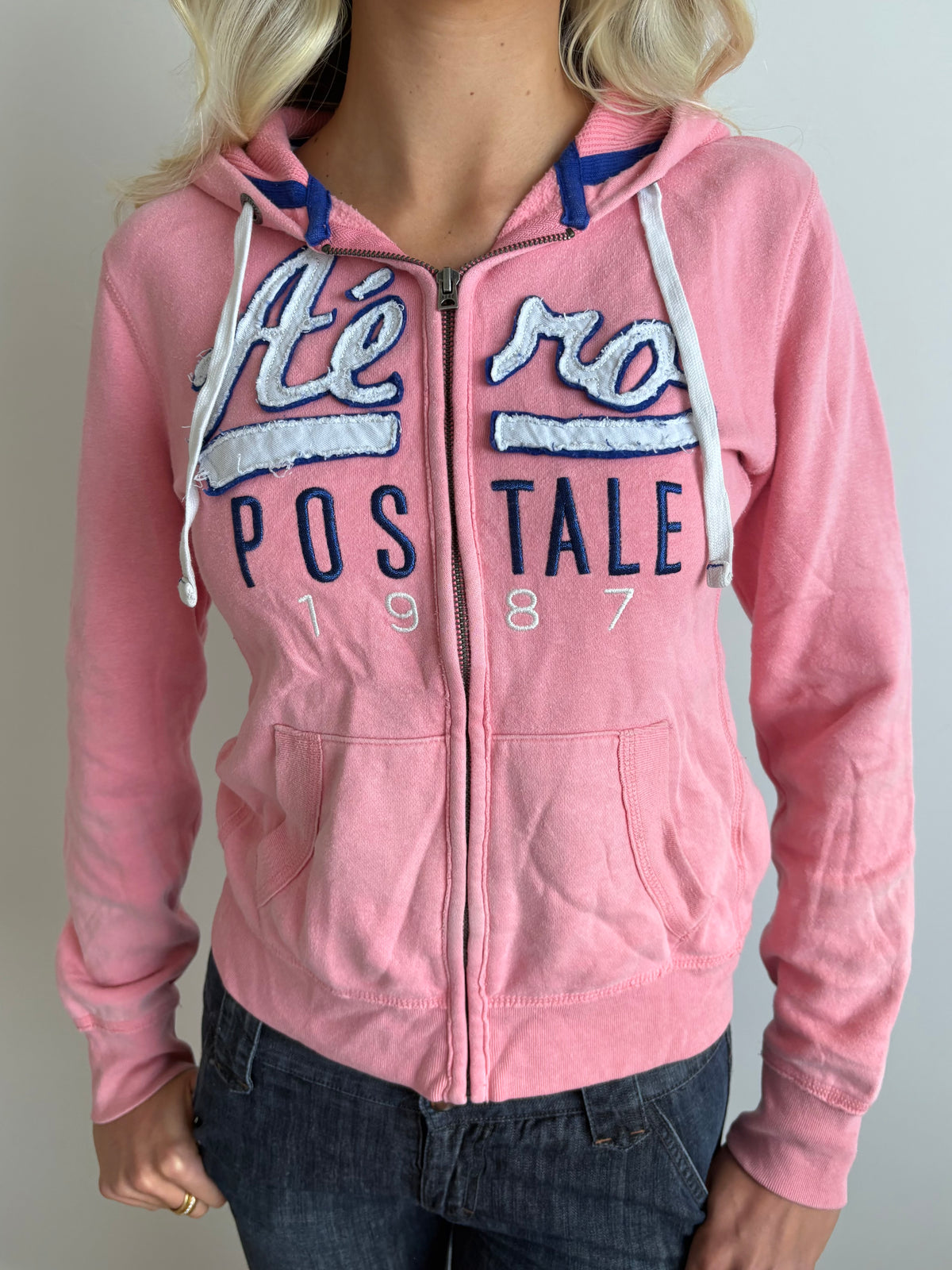 rosy pink aeropostale hooded zip-up jacket