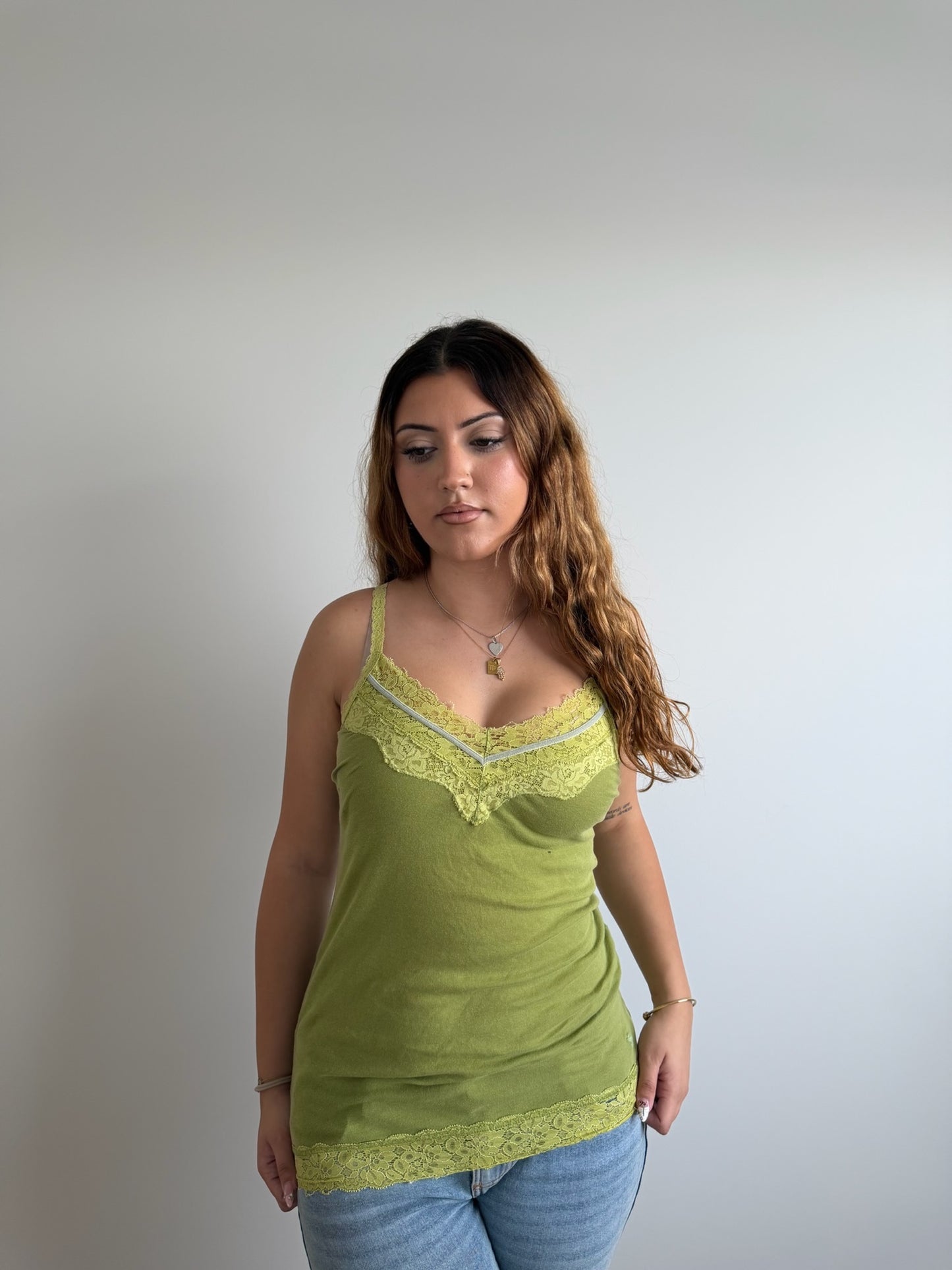 green abercrombie & fitch lace tank