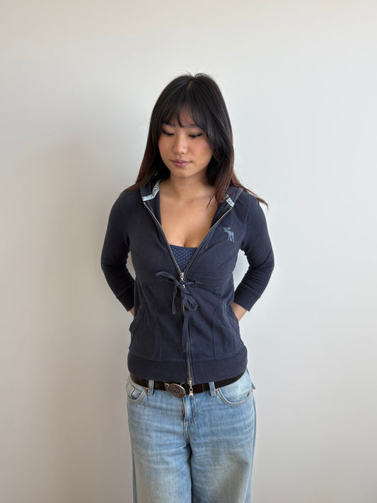 zip up navy abercrombie & fitch hooded jacket